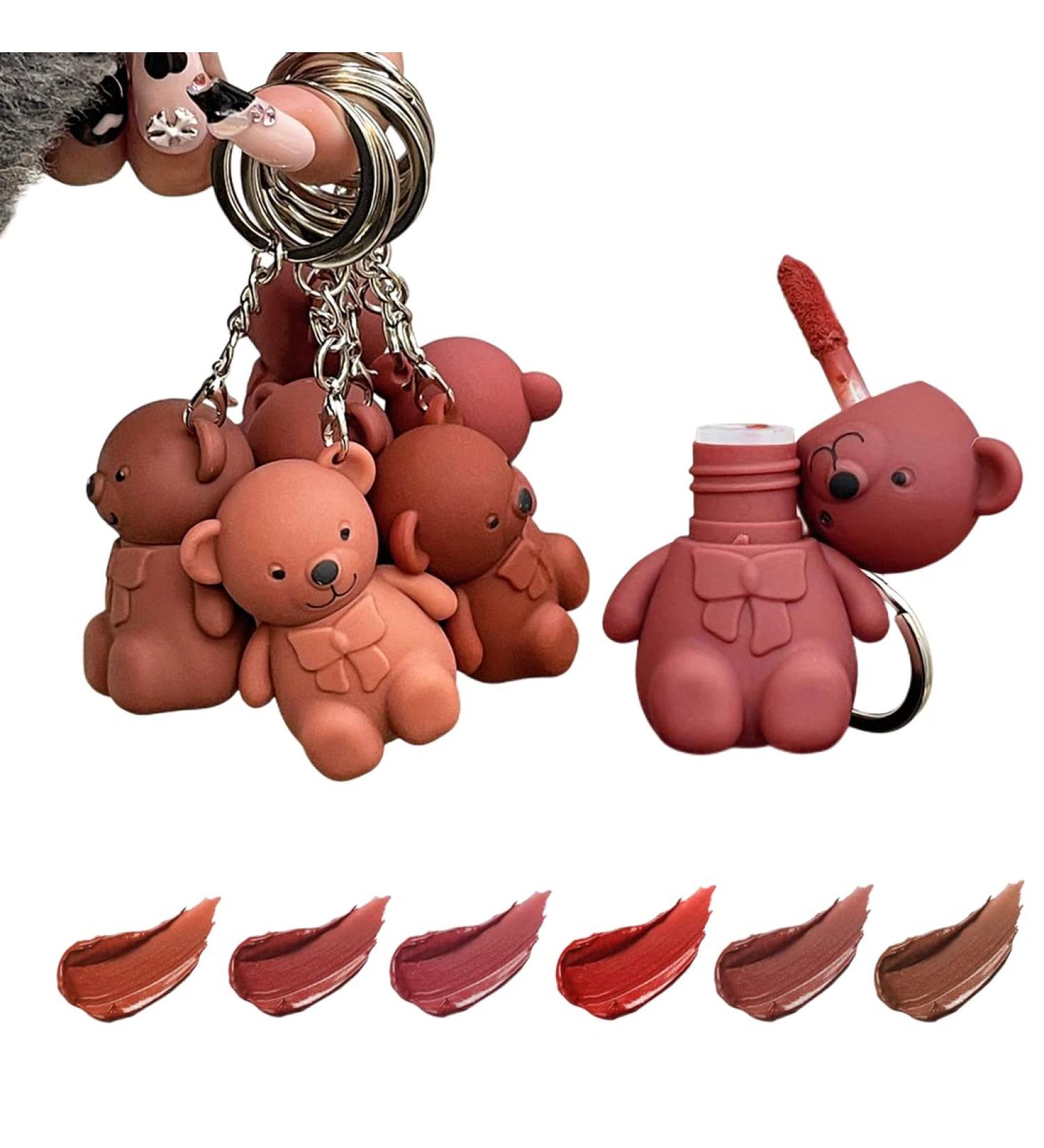 6Pcs Bear Keychain Lipstick Set | Velvet Matte & Waterproof | Long Lasting Lip Gloss | Moisturizing Lip Stain | Cute Bear Beauty Makeup - 6 PCS - Buy Online on GoSupps.com