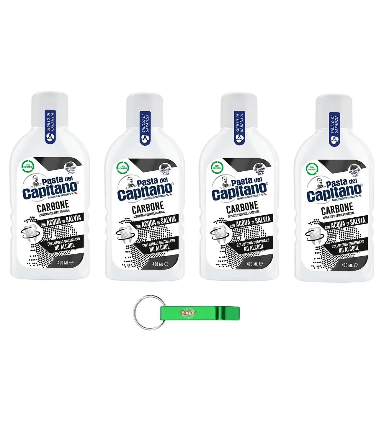 Buy 4x Pasta del Capitano Charcoal Mouthwash 400ml - Enhance Oral Hygiene + Free Beni Culinari Keychain | International Shipping Available - Buy Online on GoSupps.com