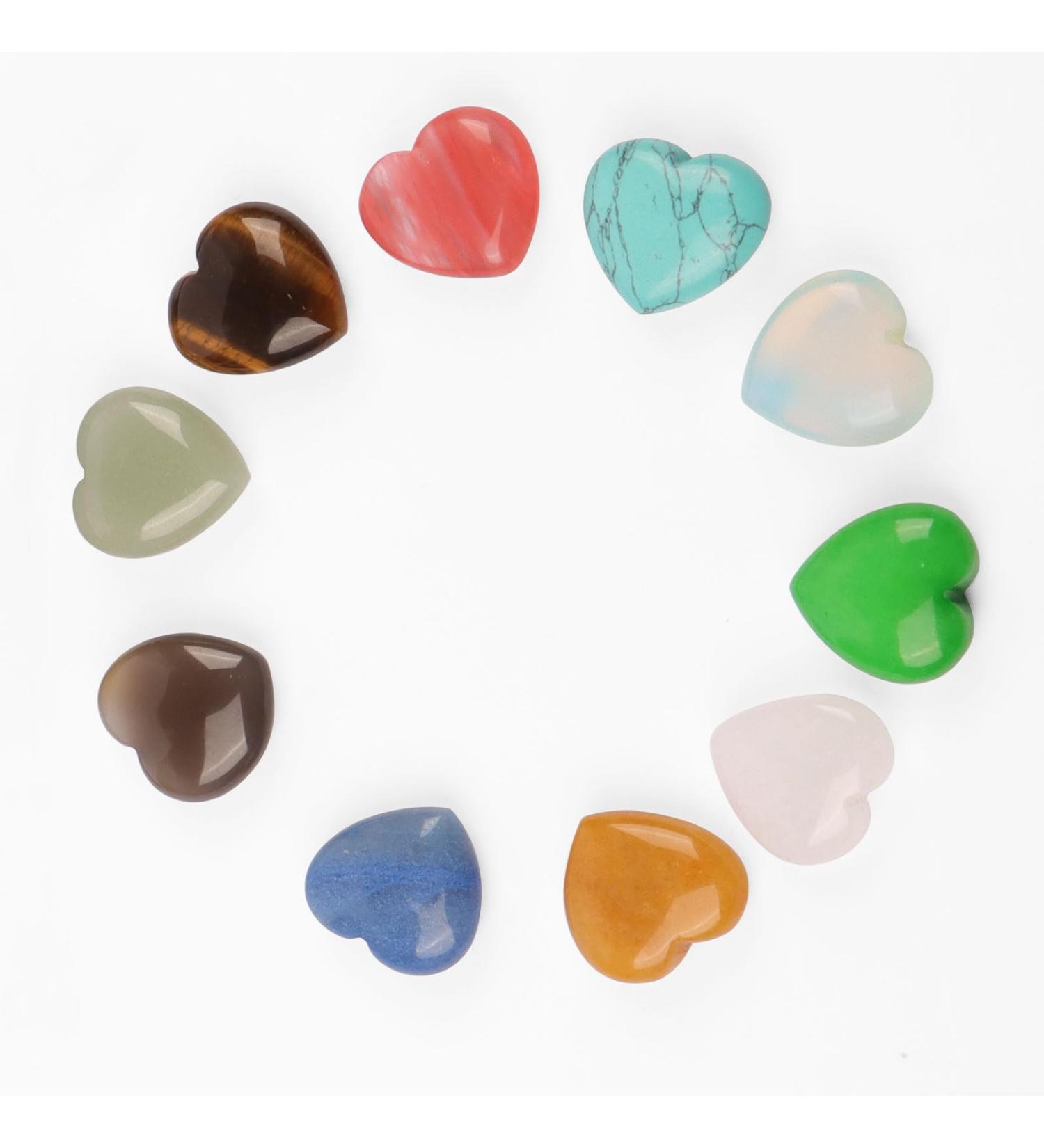 HOVIN 10 PCS Rose Quartz Crystals Heart Lucky Stones Set | Healing Gemstones 25mm - International Shipping - Buy Online on GoSupps.com