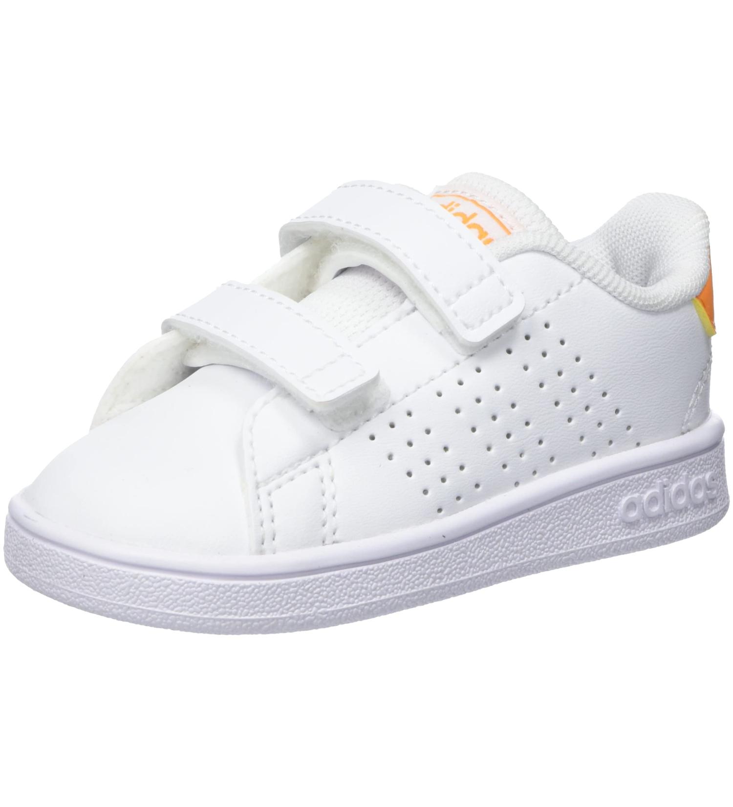 adidas Kids Advantage Cf I Sneaker - Child Size 5 UK - White/Orange Rush - Buy Online on GoSupps.com