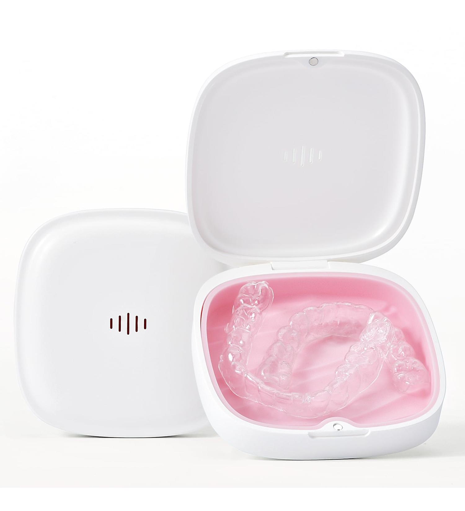 Gaboolo Retainer Case Slim Aligner Case with Vent Holes Removable Inner Tray Silicone for Easy Cleaning (1Pack White Pink) - Buy Online on GoSupps.com