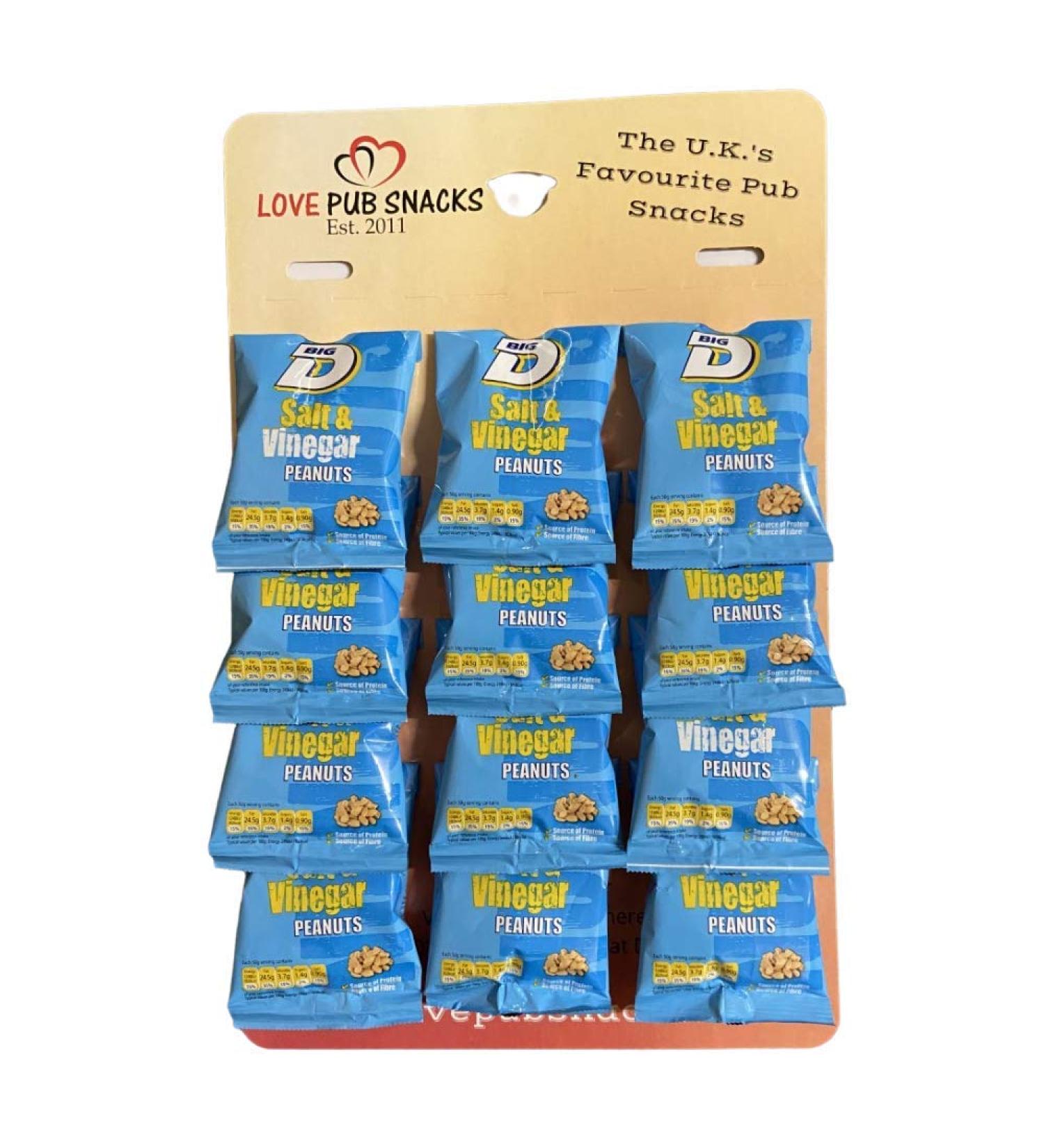 Big D Salt & Vinegar Nuts on a Pub Card 12x50g