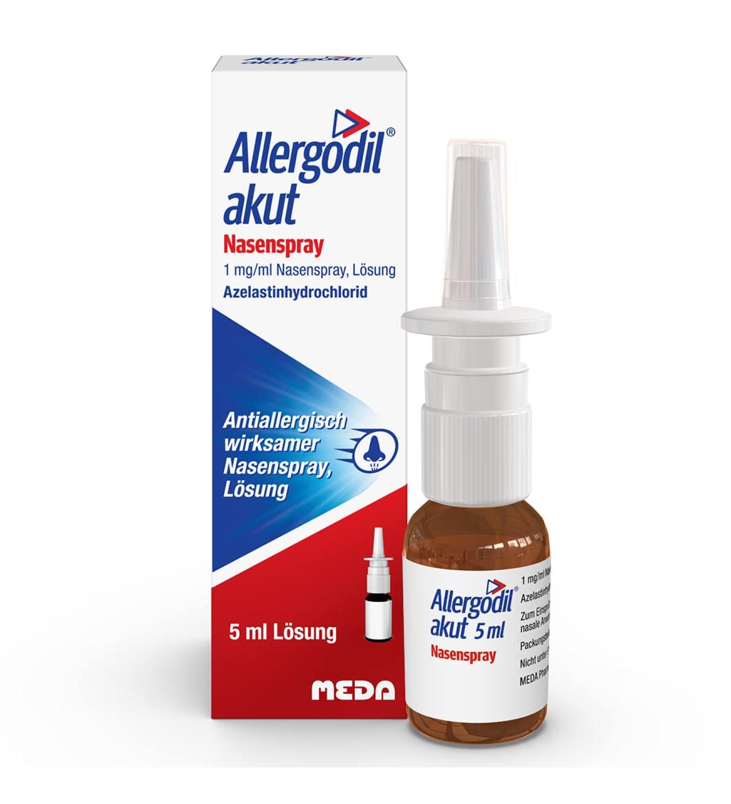 Allergodil Acute Nasal Spray - Azelastine for Hay Fever & Allergies 1 mg/1 ml 5 ml - Fast Relief - Buy Online on GoSupps.com