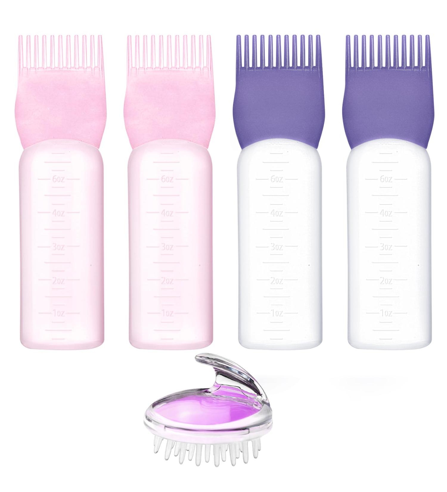 Hair Coloring Base & Applicator Set - 160ml Hair Oil Bottle with Shampoo Brush for Easy Scalp Massage & Dyeing - Buy Online on GoSupps.com