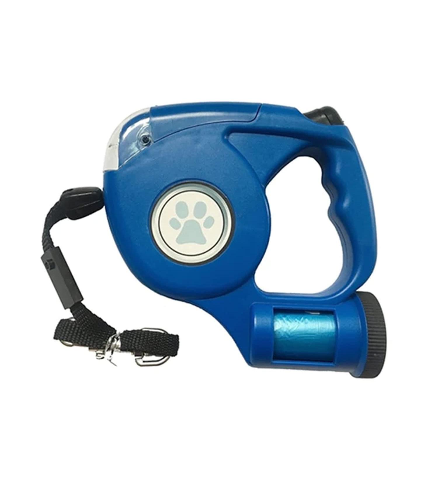 Retractable Dog Leash with Poop Bag Dispenser and LED Light 5M Strong Small Medium Large Dog Walking Training Extendable Lead up to 35kg Blue - Buy Online on GoSupps.com