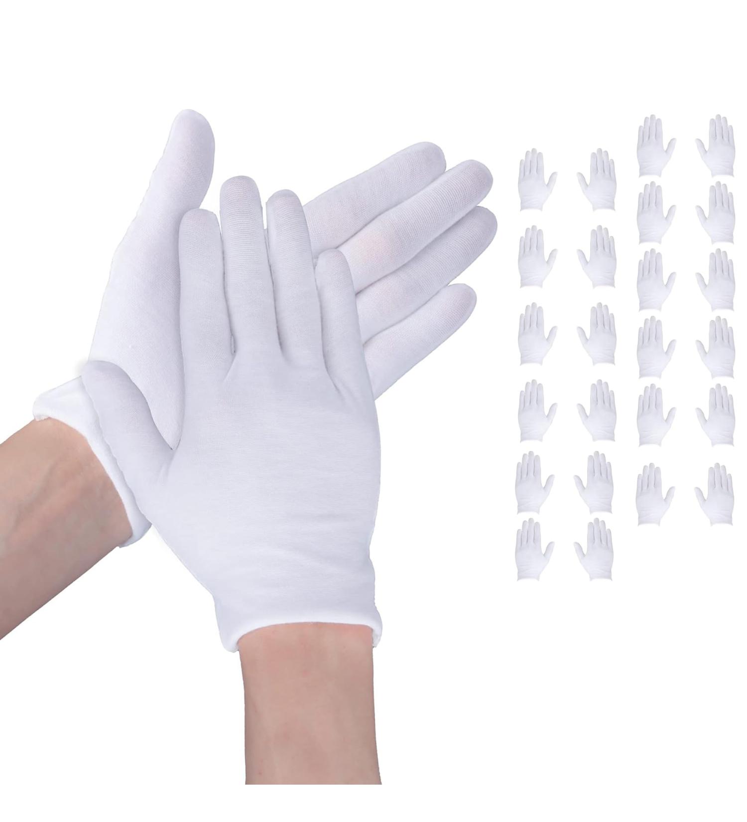 Soft White Gloves White Cotton Moisturizing Gloves 12 Pairs White Works Glove Resuable for Gardening Gloves Jewellery Inspection - Buy Online on GoSupps.com