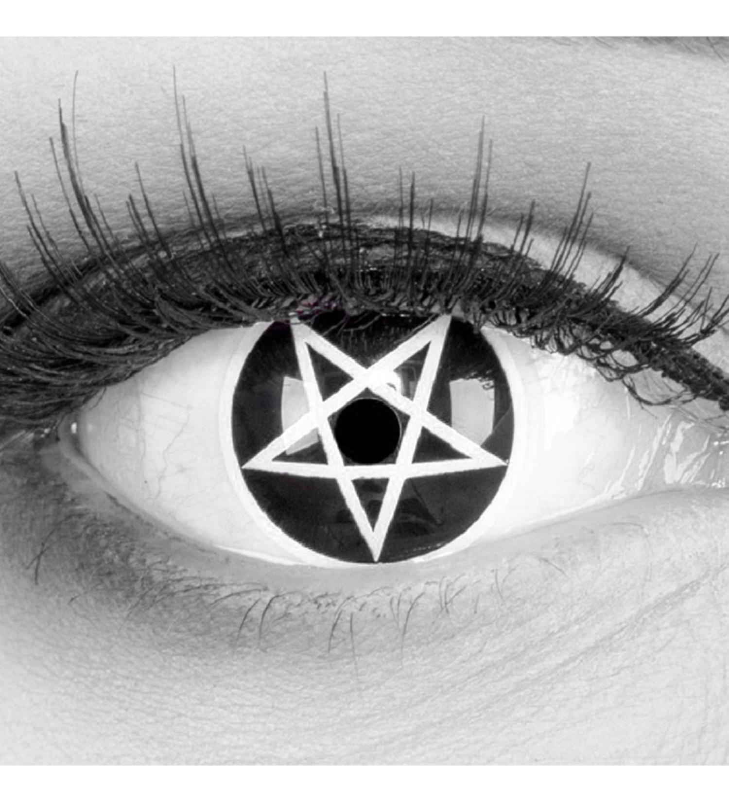Funnylens Colored Black Crazy Fun Pentagram Year Contact Lenses - Top Quality for Halloween & Carnival | Free Lens Containers - Buy Online on GoSupps.com