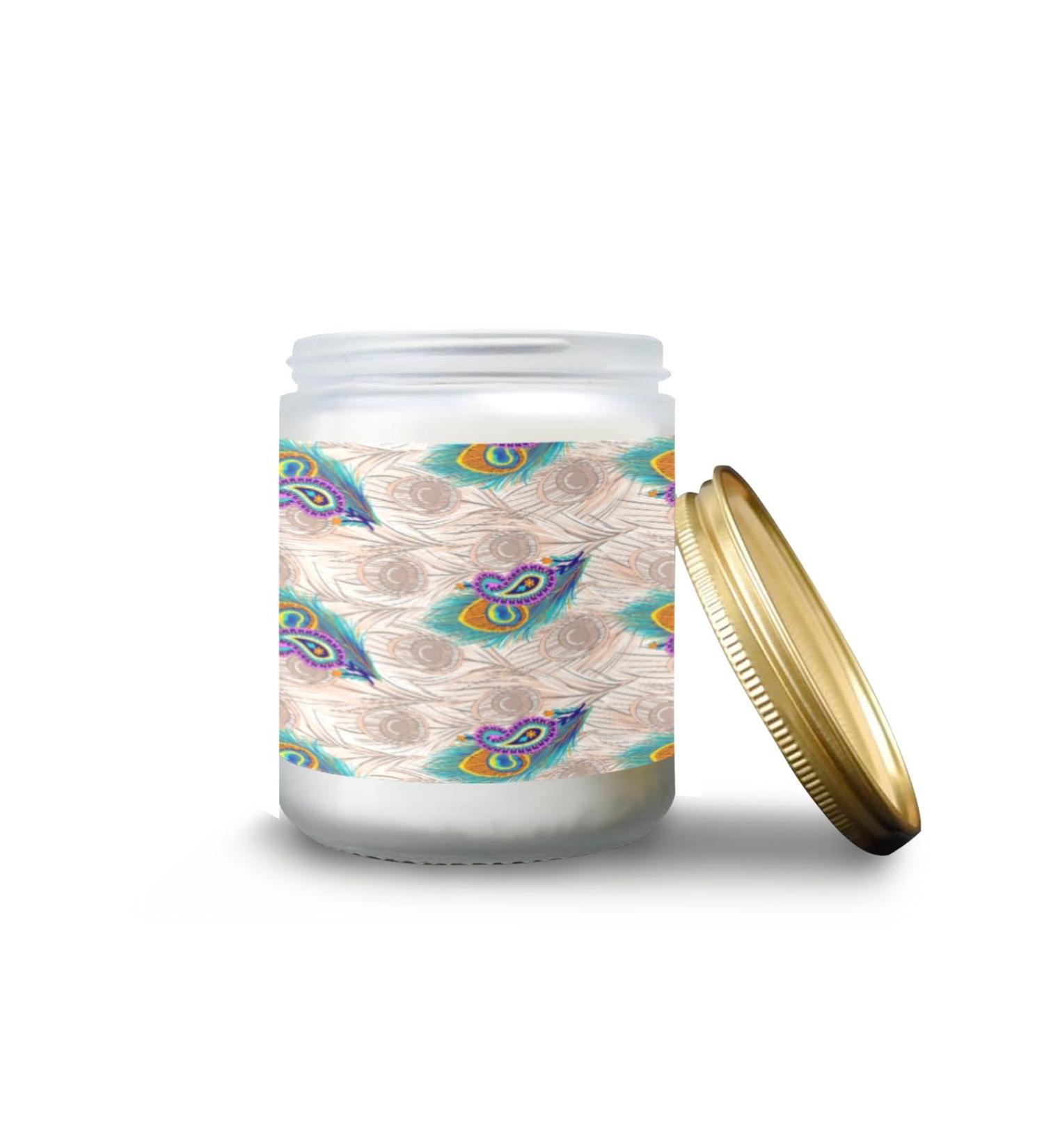 Orange Lemon Aromatherapy Candles - 7 oz Scented Jar Candle Gift Set for Women | Long Lasting Home Fragrance with Peacock Feather Design - Buy Online on GoSupps.com