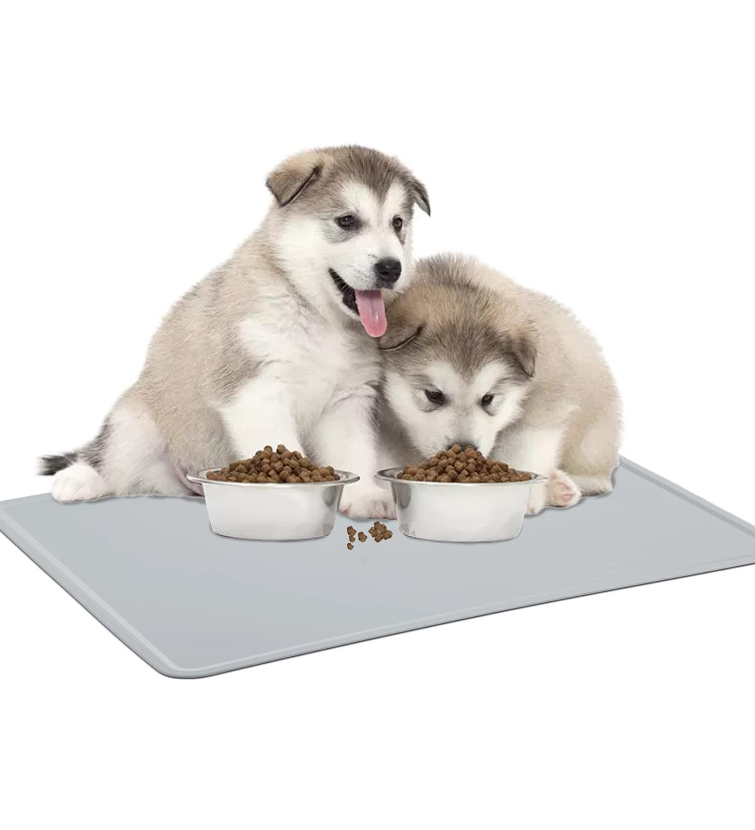 Fullberg Silicone Dog Bowl Pad 60x40 cm | Washable & Slipproof Gray Mat for Dogs & Cats | Waterproof Food Bowl Base for Pets - Buy Online on GoSupps.com