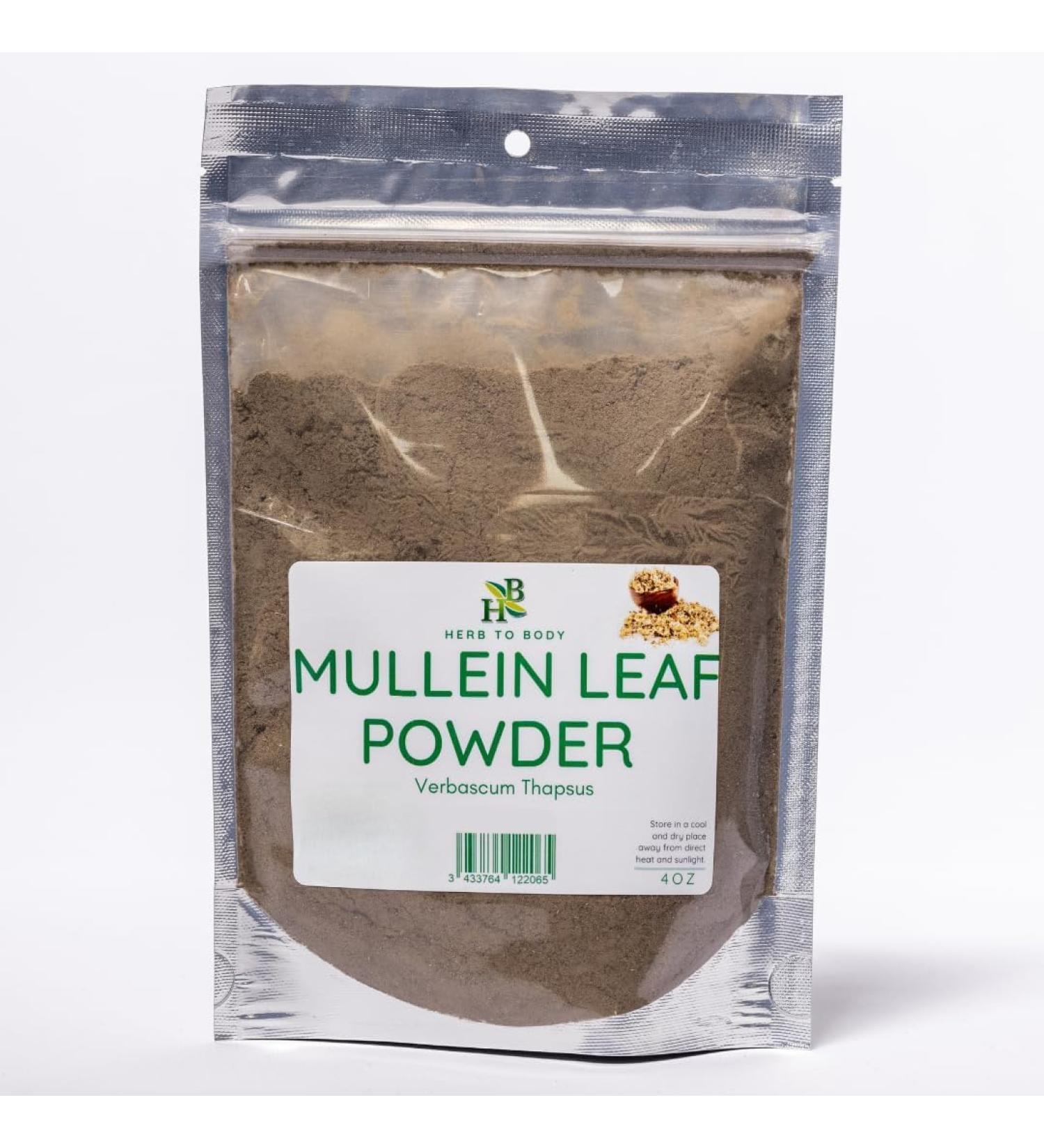 Herb To Body Mullein Leaf Powder | Verbascum Thapsus | Wildcrafted | 4oz 4 Ounce (Pack of 1)