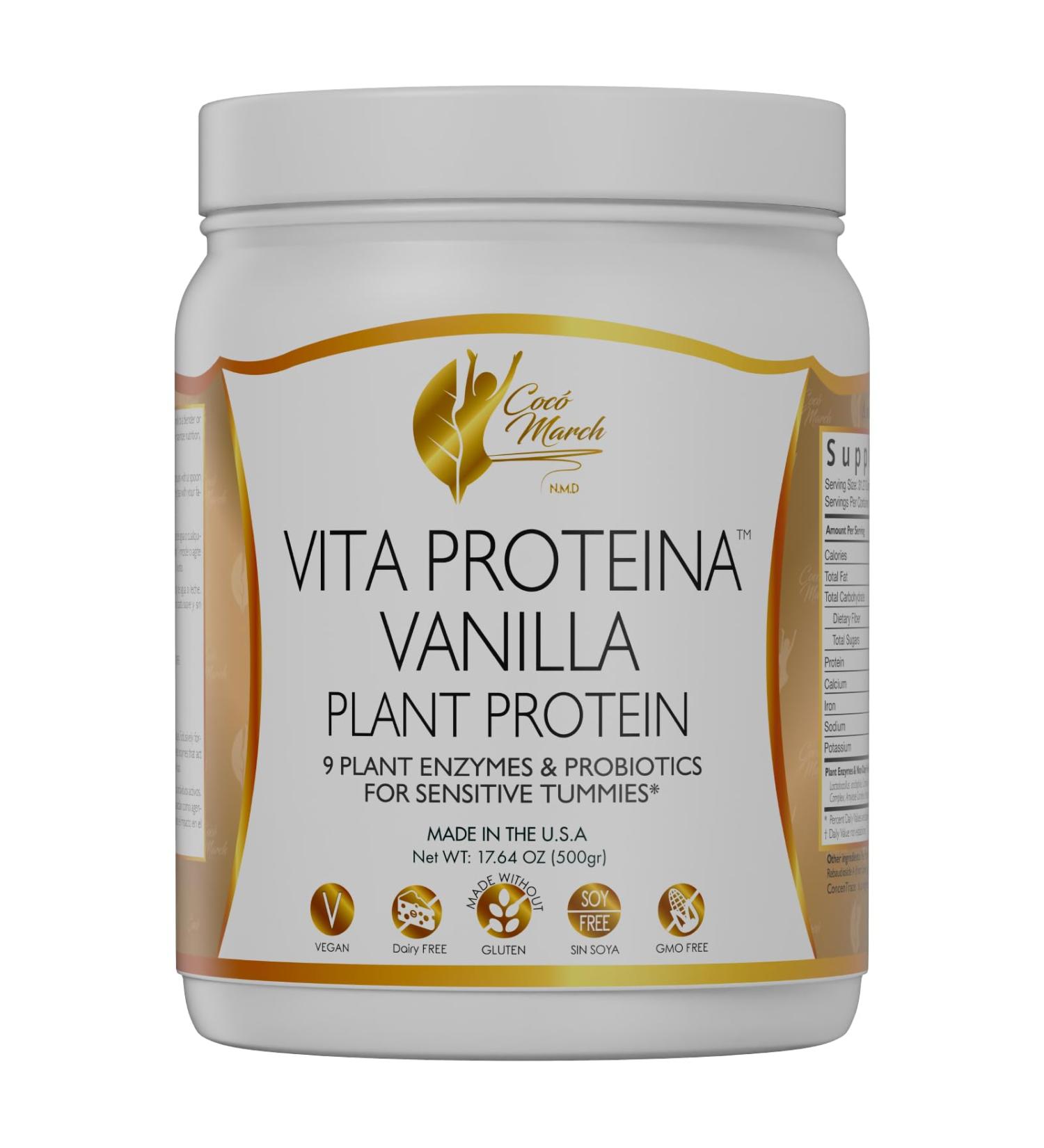 Vita Protein Vegan Vanilla Plant Protein - 20g Protein Enzymes & Probiotics - Gluten Free Soy Free Dairy Free - 17.6 oz (500g - Buy Online on GoSupps.com