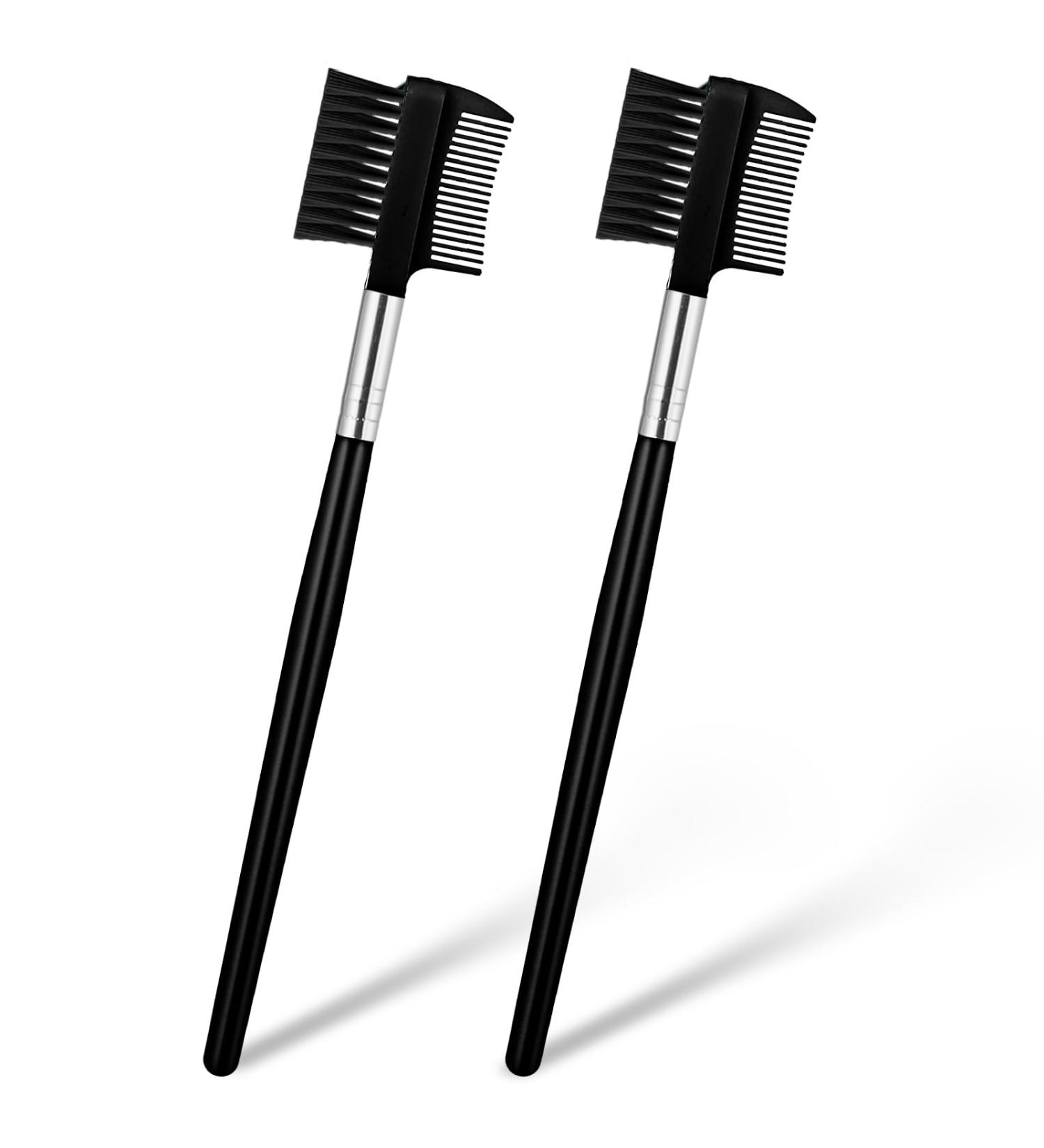 2Pcs Eyebrow Brush & Eyelash Comb Set - Ultimate Tool for Mascara Clumps Brow Grooming & Lash Separation - Black Eyebrow Makeup Brushes - Buy Online on GoSupps.com