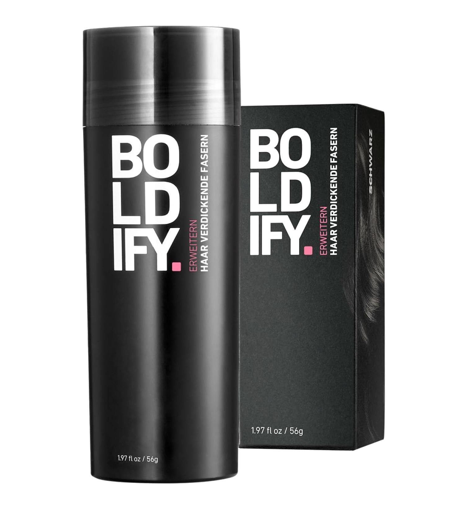 Boldify Scatter Hair Powder for Thinning Hair - Invisible & Natural Black 56g | Hides Hair Loss in 15 Seconds | Unisex Hair Compression Solution - Buy Online on GoSupps.com