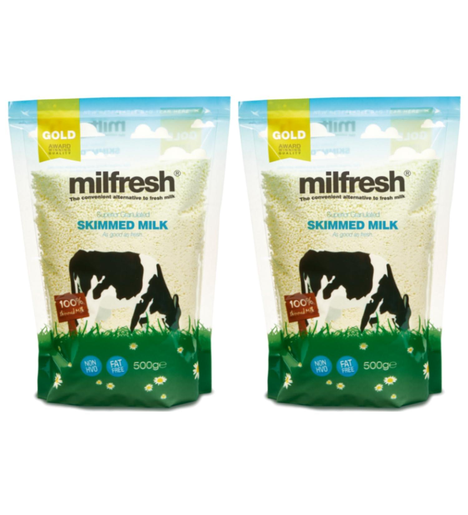 Milfresh Gold Superior Skimmed - Convenient Alternative Fresh Milk | Premium Quality Dairy Product | Easy Dissolve Deliciously Creamy Rich Flavor - Pack of 2 x 500g 500.00 g (Pack of 2) - Buy Online on GoSupps.com