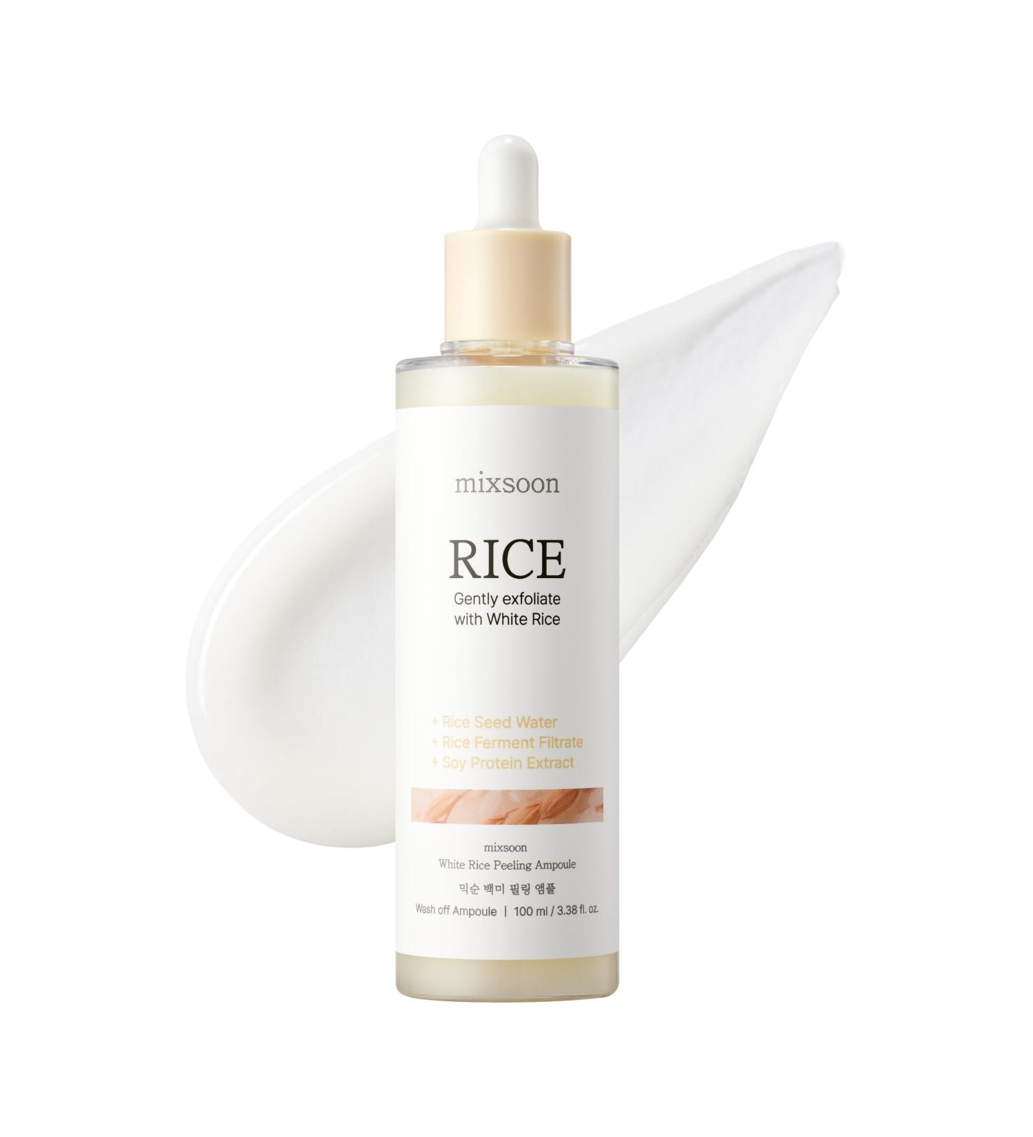 mixsoon White Rice Peeling Ampoule - White rice exfoliant Gentle Exfoliating Serum for Smooth Radiant Skin Dead Skin Cells Remover 100ml / 3.38 fl.oz. Korean Glass Skin Care White Rice 3.38 Fl Oz (Pack of 1) - Buy Online on GoSupps.com