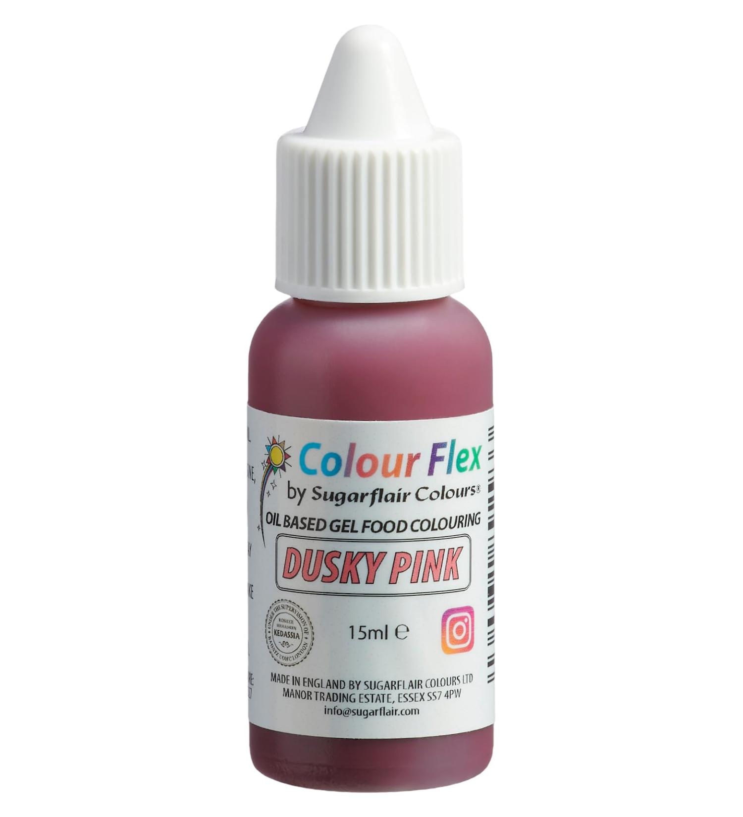 Colour Flex Dusky Pink Oil Based Food Colouring Gel For Colouring High Fat Foods Buttercream Chocolate Batters Fondant Icing & More - 15ml