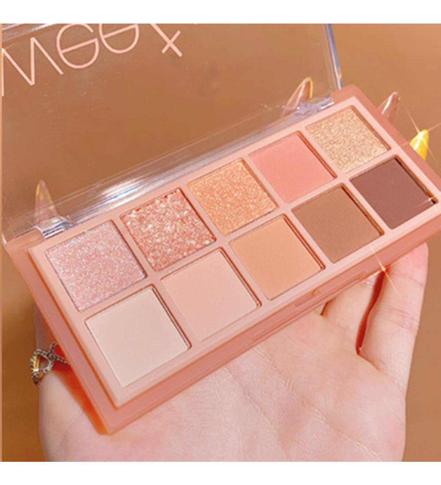 Go Ho 10 Colors Eyeshadow Palette - Matte & Glitter, Korean Makeup, High Pigmented Shades - Waterproof Eyeshadow Palette in Peach Style - Buy Online on GoSupps.com