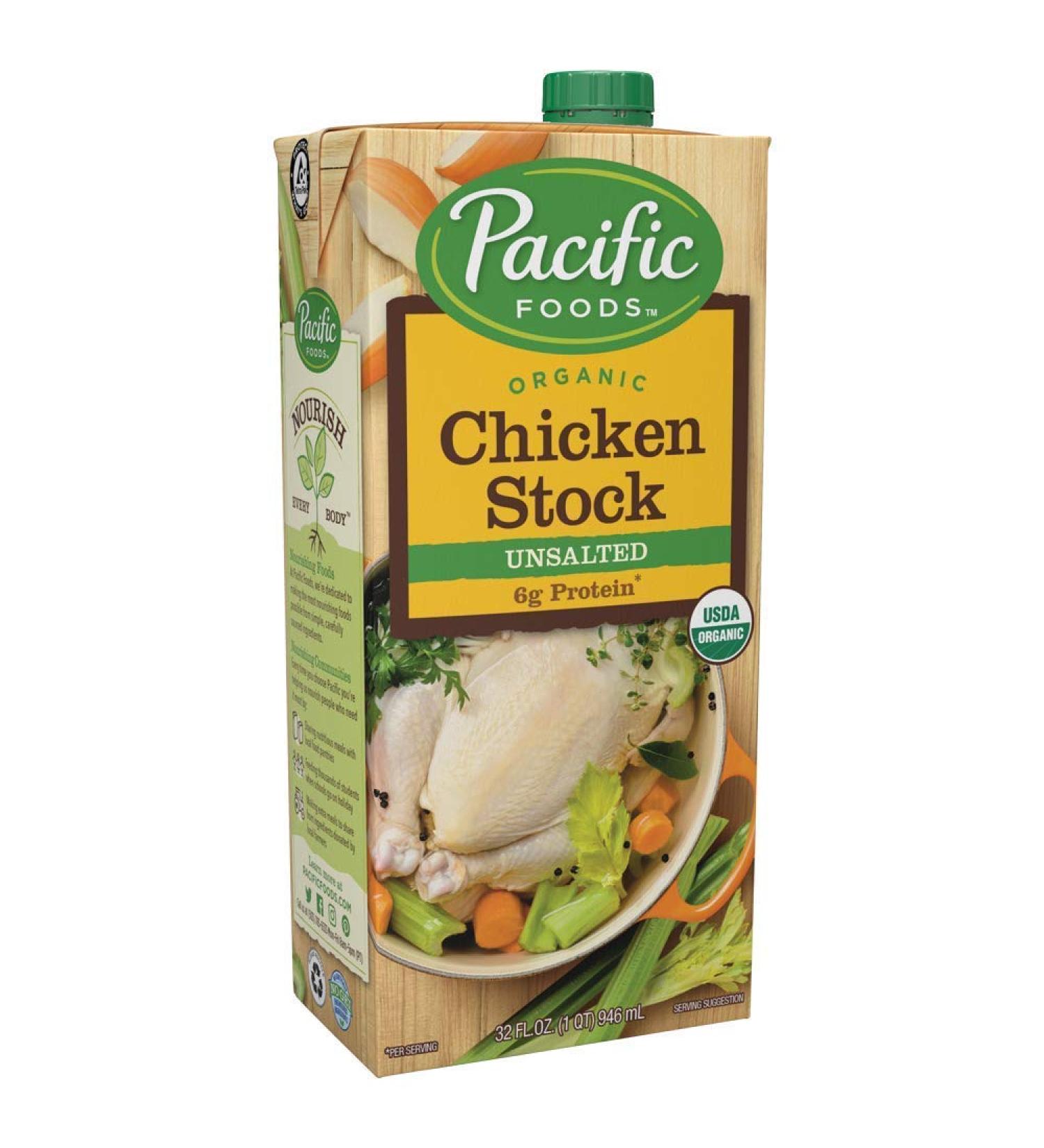 Pacific Foods Organic Chicken Stock  Unsalted  32oz  12-pack Keto Friendly Unsalted Chicken (32-oz) - Buy Online on GoSupps.com