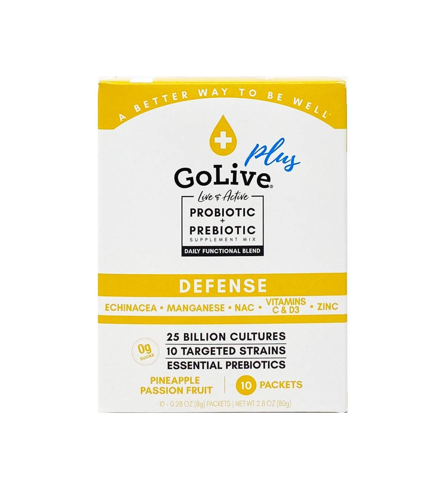 GoLive Immune Defense Sugar-Free Synbiotic Powder with Prebiotics & Probiotics 25 Billion CFUs 10 Clinical Strains Supports Digestion Metabolism & Immunity 10 Servings - Buy Online on GoSupps.com