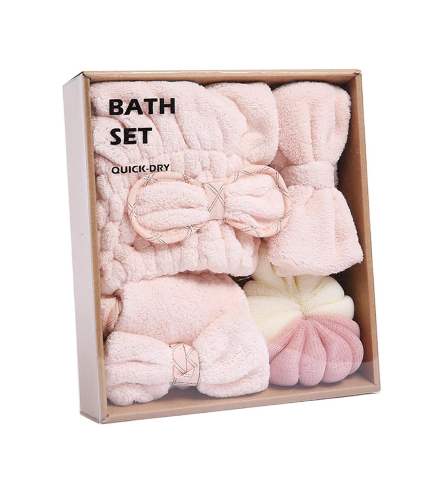 Outanaya 1 Set Dry Hair Towel Set Exfoliating Body Puff Fast Drying Hair Cap Hair Sponge Pink Twisted Yarn - Buy Online on GoSupps.com