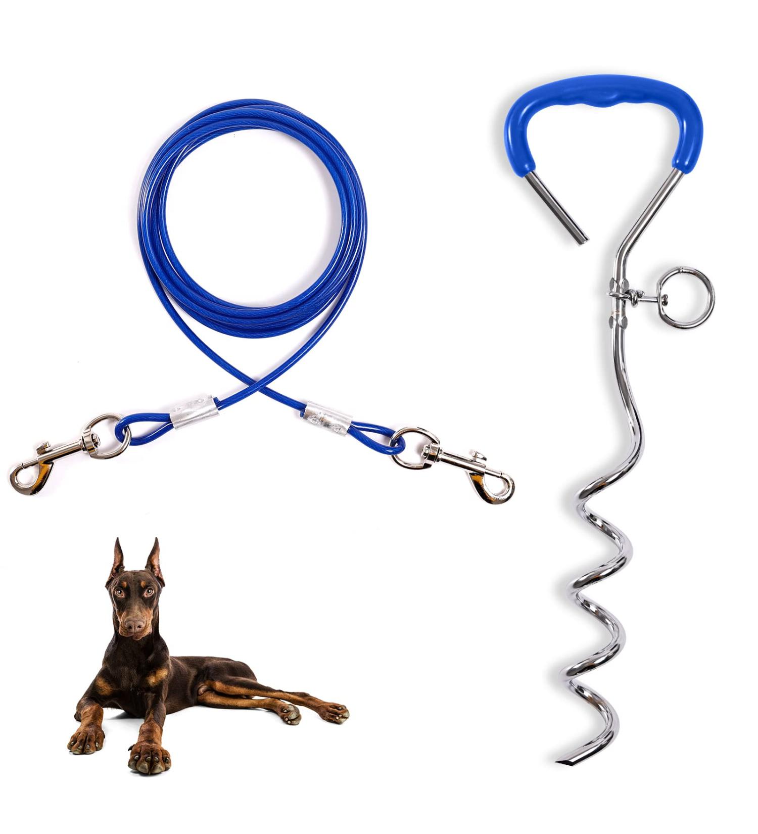 JETOP Heavy Duty Dog Stake & 10 ft Dog Chains Steel Spiral Ground Dog Spike for Outdoor Yard and Camping Dog Camping Accessories for Puppy Pet and Medium Dogs (176 lbs of pull) (Blue) - Buy Online on GoSupps.com