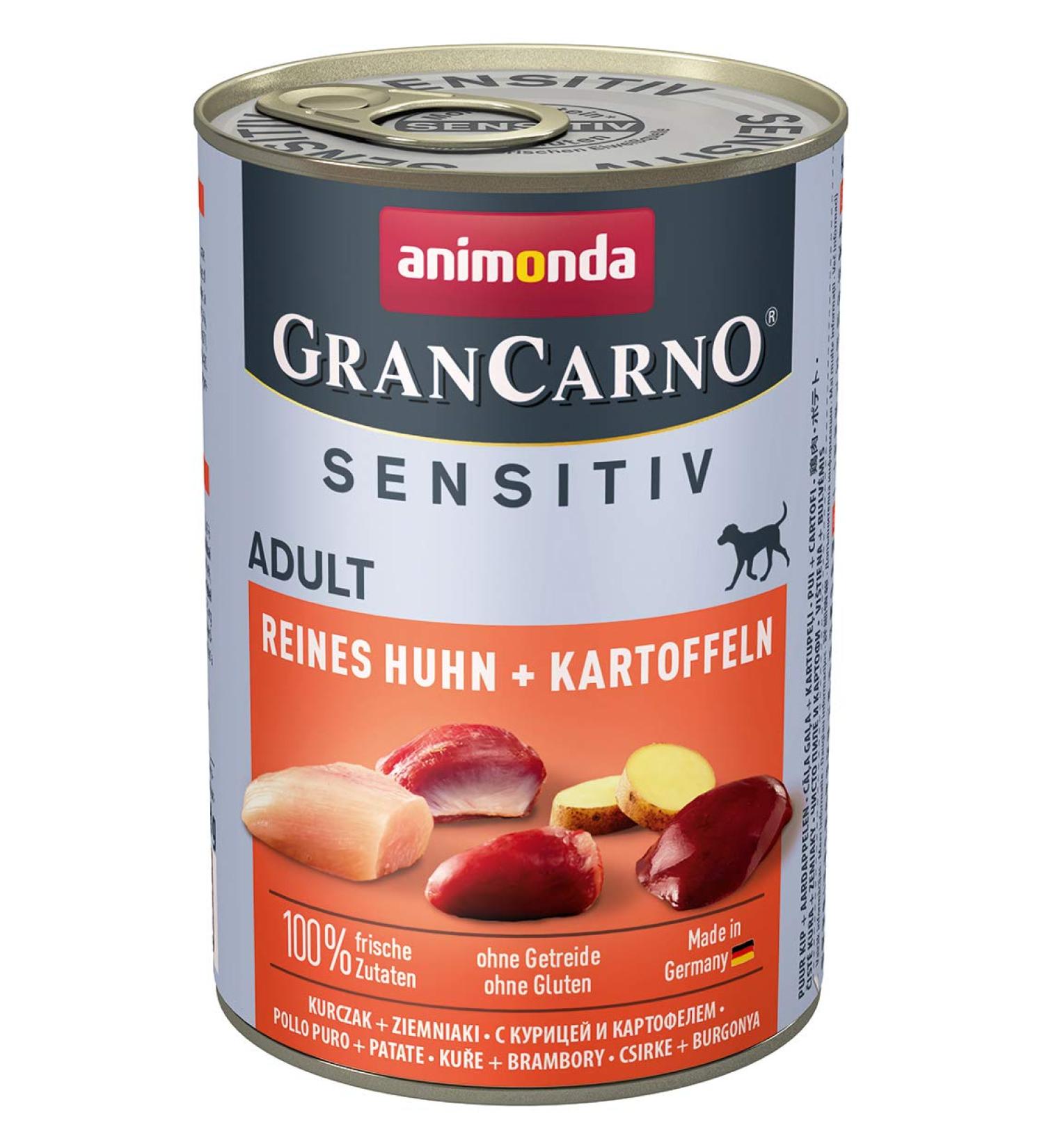 Animonda GranCarno Adult Sensitive Dog Food - Pure Chicken & Potatoes Wet Food 6 x 400g Pack - International Shipping Available - Buy Online on GoSupps.com
