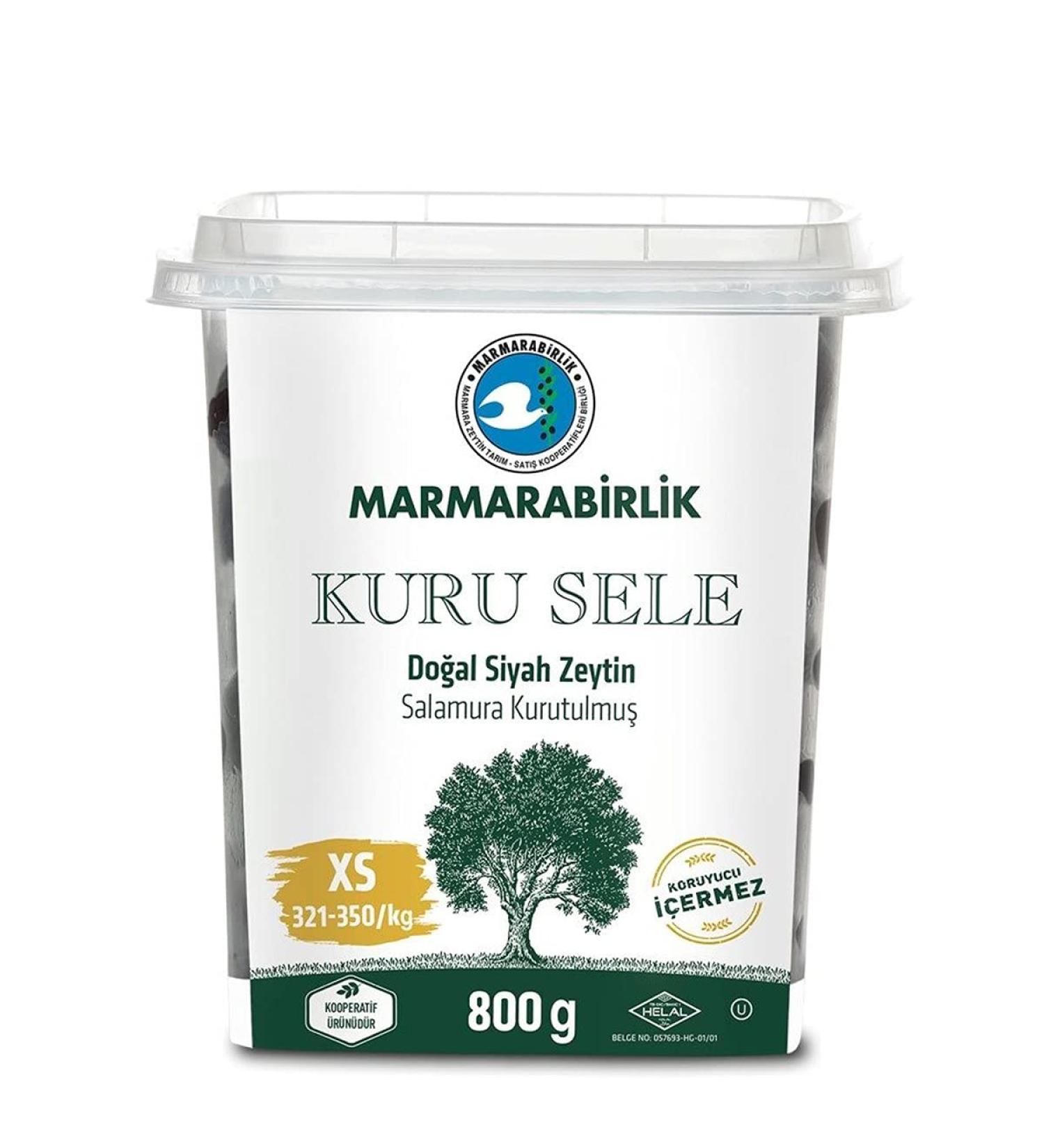 MARMARABIRLIK - Kuru Sele - Natural Dried Black Olives XS - 800g Olive Size: XS 800g - Buy Online on GoSupps.com