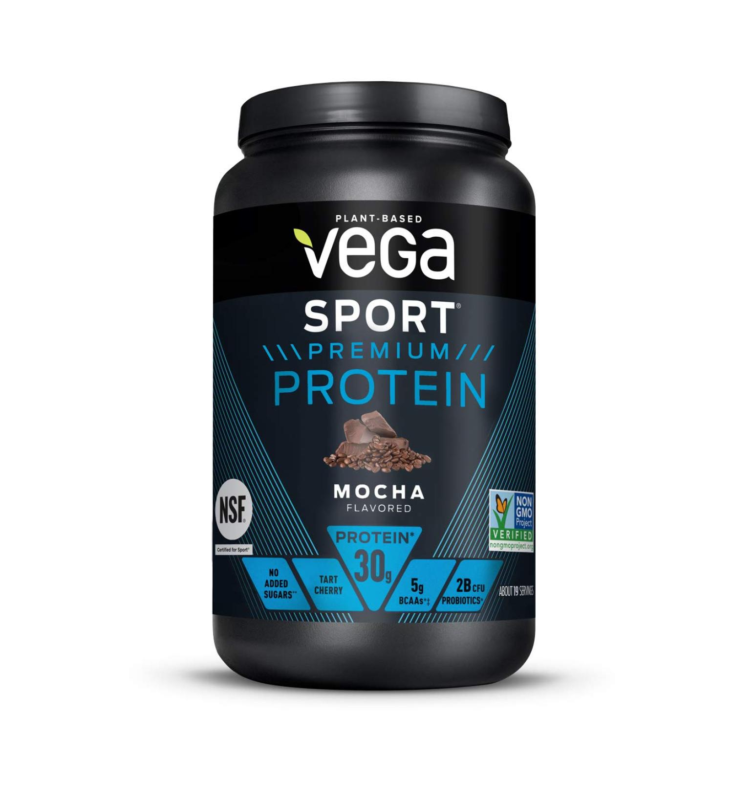 Vega Sport Protein Powder Mocha 28.6oz - Plant-Based Vegan Protein with BCAAs, Amino Acids, and Tart Cherry - Non-Dairy, Keto-Friendly, Gluten-Free & Non-GMO - Buy Online on GoSupps.com