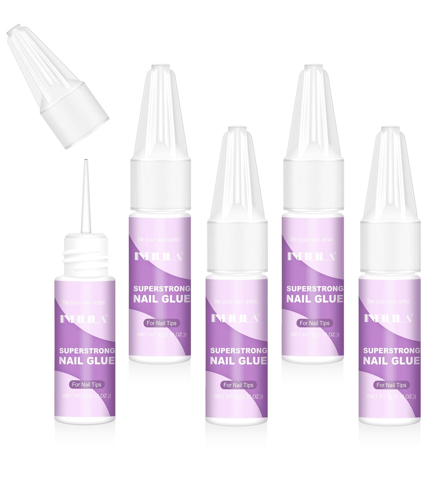 NXJ INFILILA Nail Glue - 5 PCS Strong Adhesive for Press-On Acrylic & Fake Nails - Professional Repair Glue 0.10oz - Buy Online on GoSupps.com