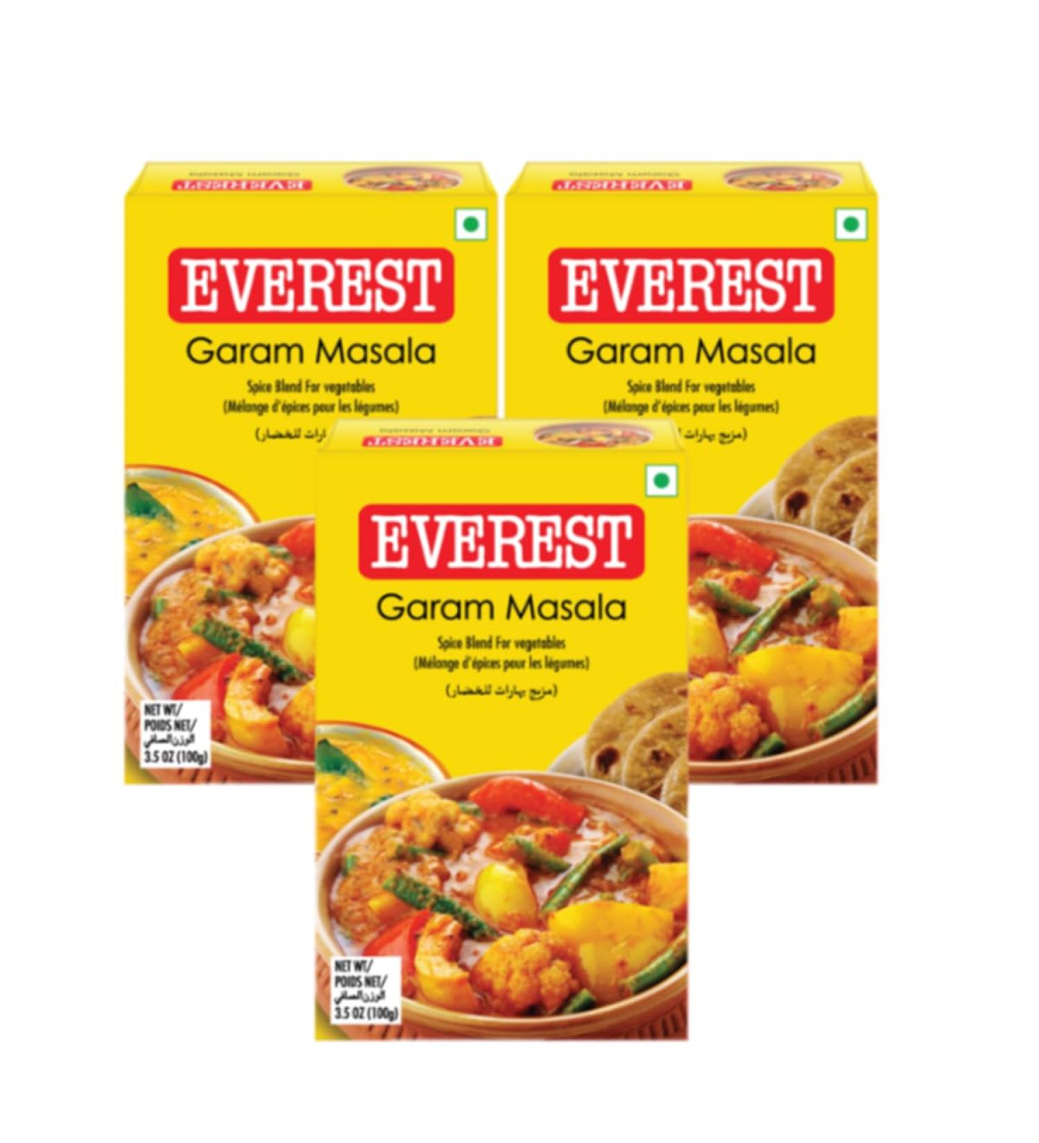 Everest Various Seasoning Masala Powder - A Mixture of Spices Adds Taste - Aromatic & Enhances the flavor of the meal - Simplifies & Speeds Up The Cooking Process (Garam Masala 100g Pack of 3)