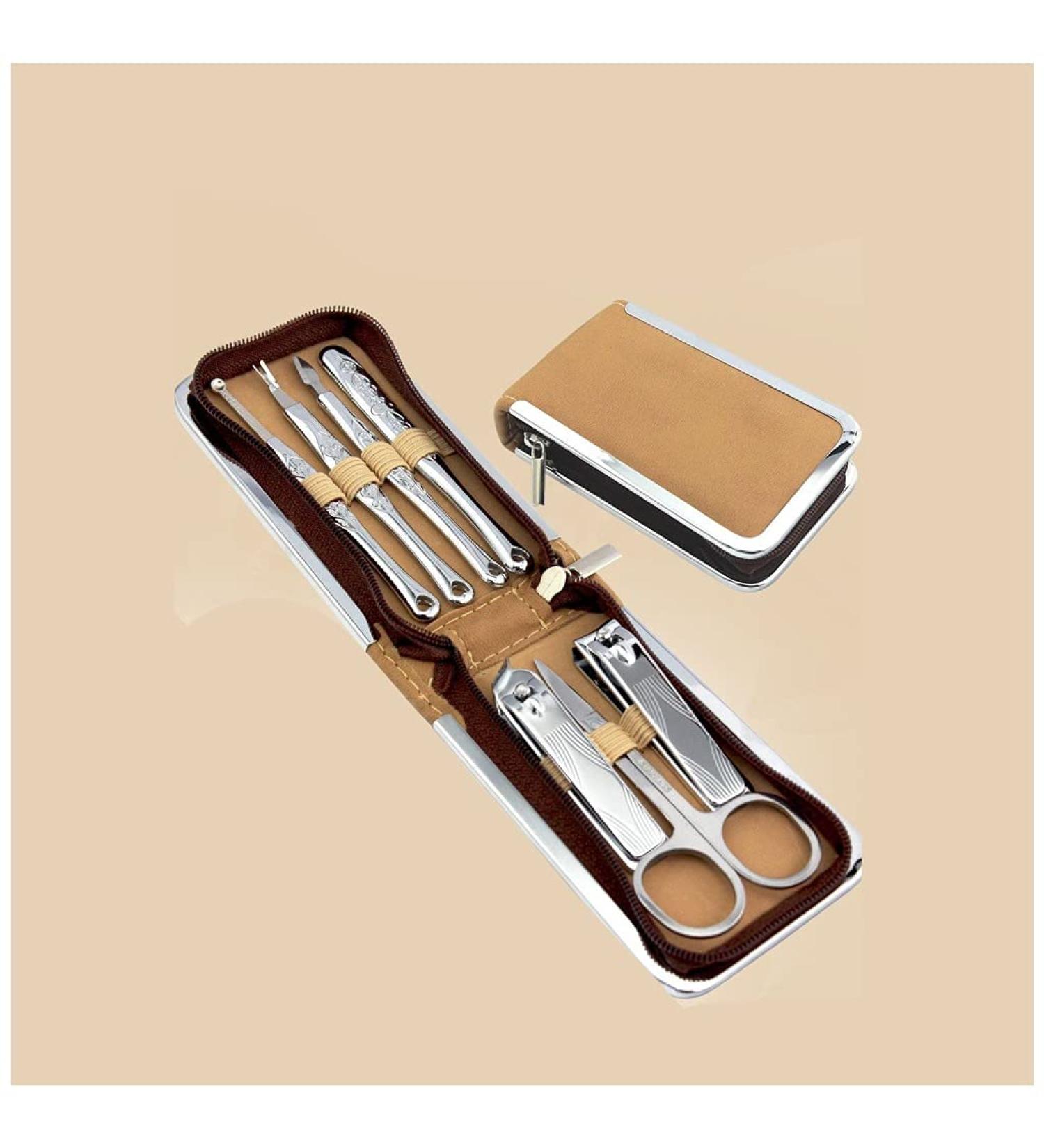 Nail Clippers Set Stainless Steel Nail Clipper Set Nail Clippers Care Tool for Man and Woman 7 Pieces Brown - Buy Online on GoSupps.com