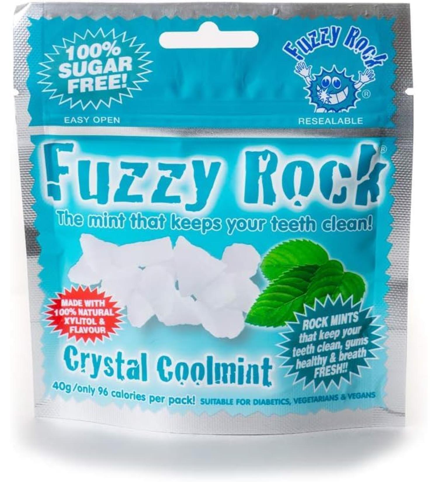 Fuzzy Rock Xylitol Crystal Coolmint Flavour Clean Teeth Mints For Fresh Breath And Healthy Gums (2 Packs)