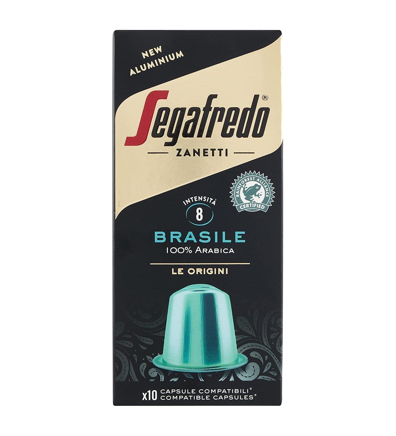 Segafredo Zanetti - 10 Nespresso compatible capsules aluminum line 100% Brazilian coffee soft and smooth - 1 box of 10 capsules - Buy Online on GoSupps.com