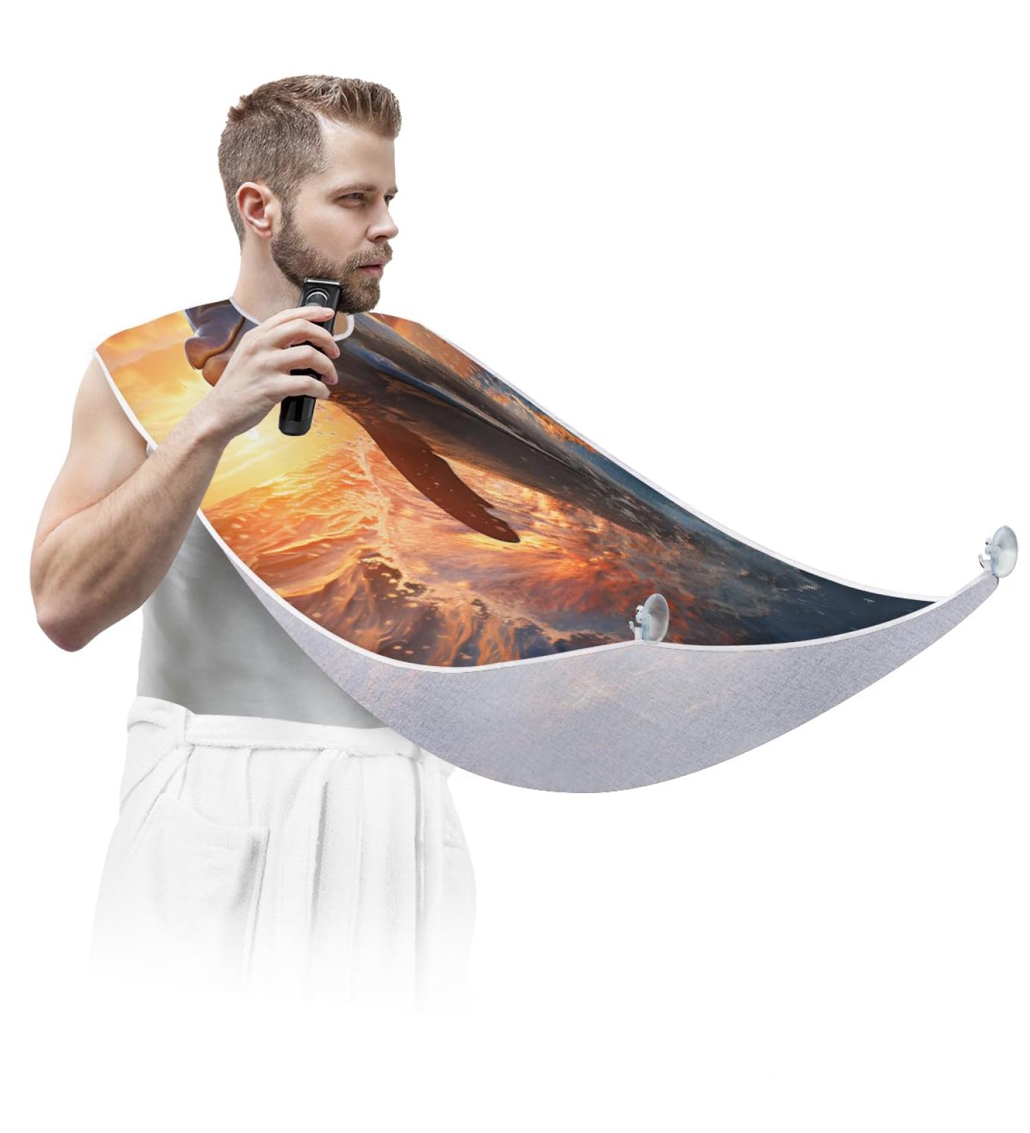 Buy Animal Dolphin Sunset Beard Bib Apron - Best Beard Hair Catcher for Men | Perfect Father's Day & Christmas Gift for Dad or Husband - Buy Online on GoSupps.com