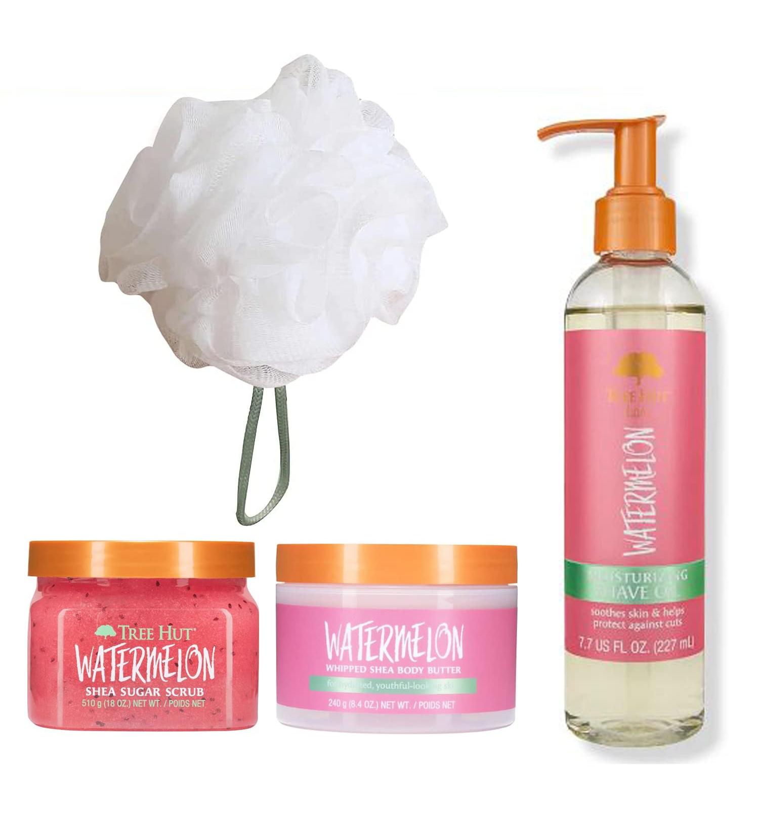 Tree Hut Watermelon Body Care Set | Scrub Shave Oil Butter & Loofah | Hydrating & Exfoliating | Real Sugar & Certified Shea - Buy Online on GoSupps.com