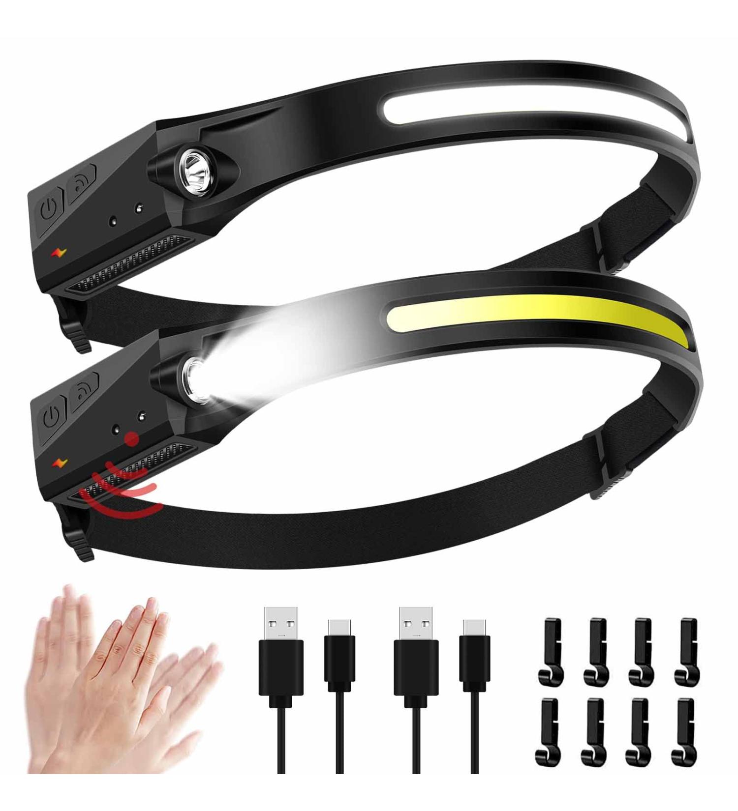 JIALINBIN Rechargeable Headlamp Flashlight 2-Pack | 230Wide Beam Motion Sensor Headlight for Camping, Running, Hiking - 5 Modes Illumination - Buy Online on GoSupps.com