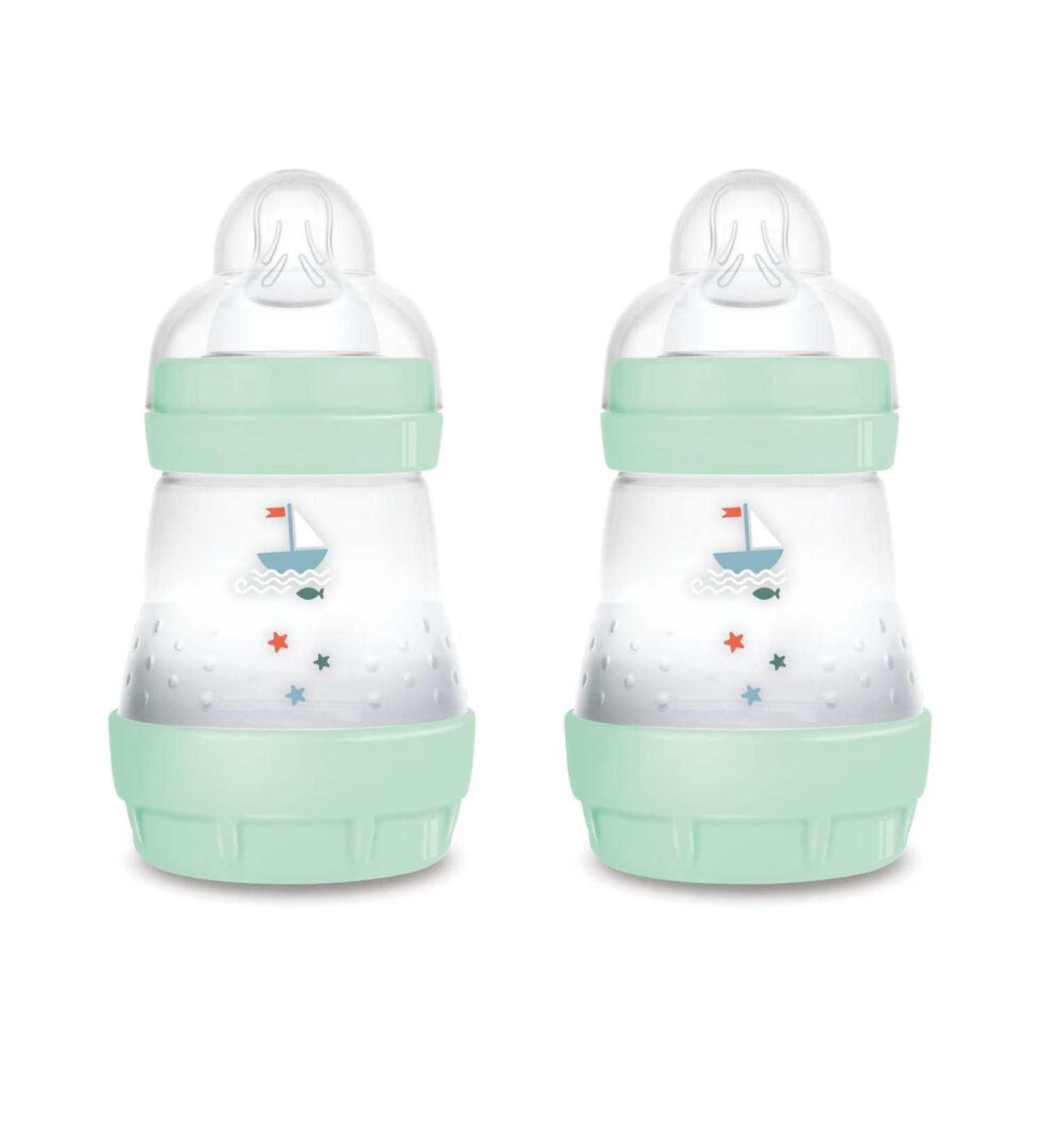 MAM Easy Start Anti-Colic Baby Bottles Set of 2 | SkinSoft Silicone Teat | 0+ Months | Light Blue | 160 ml - Buy Online on GoSupps.com