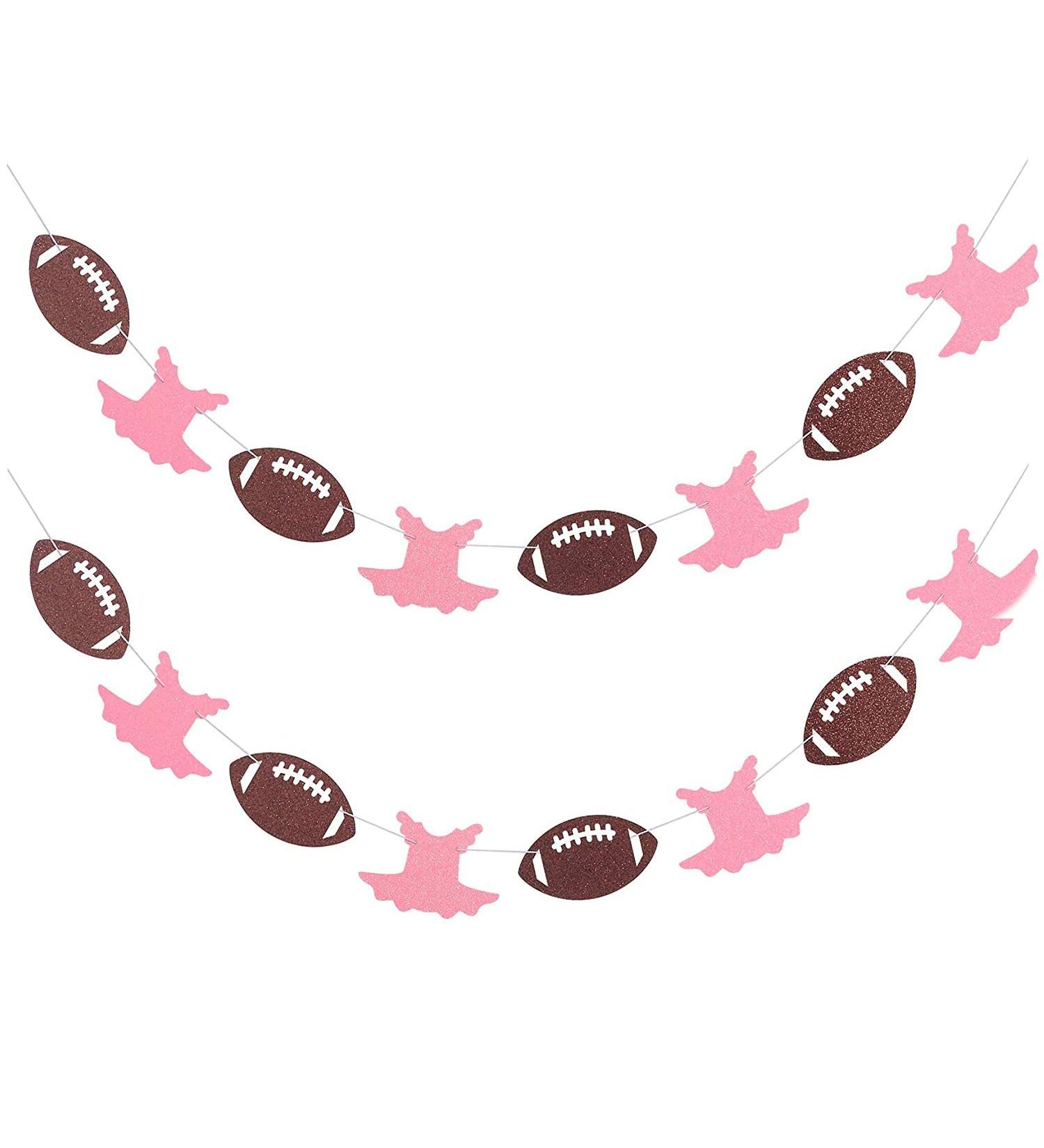 Touchdowns or Tutus Gender Reveal Banner Party Sign Glittery Garlands Dessert Bar Bunting - 2 Strands