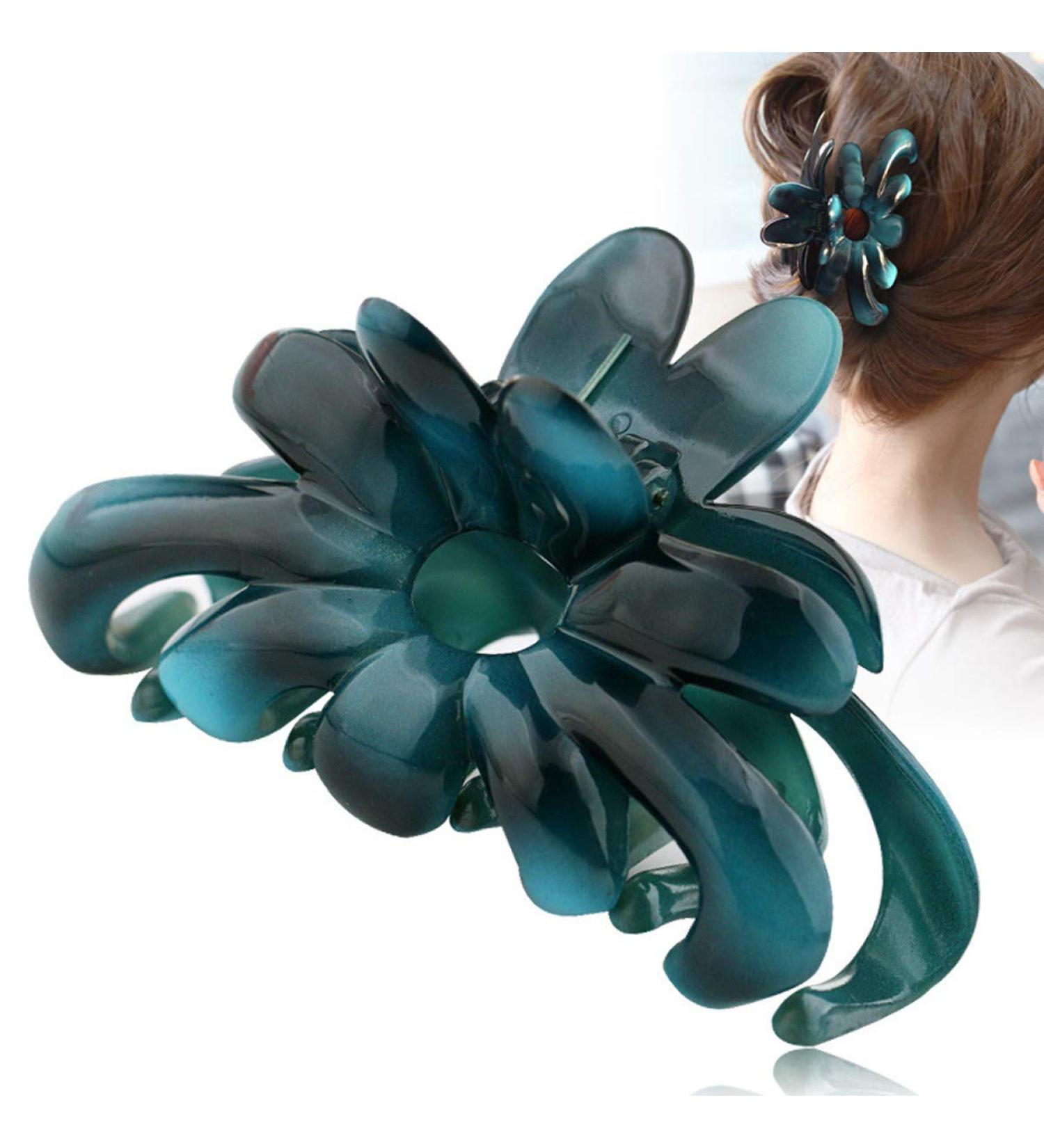 Large Acrylic Hair Clip for Women | Big Face Hair Accessory with Ink & Flower Design | Easy to Wash - Shop Internationally - Buy Online on GoSupps.com
