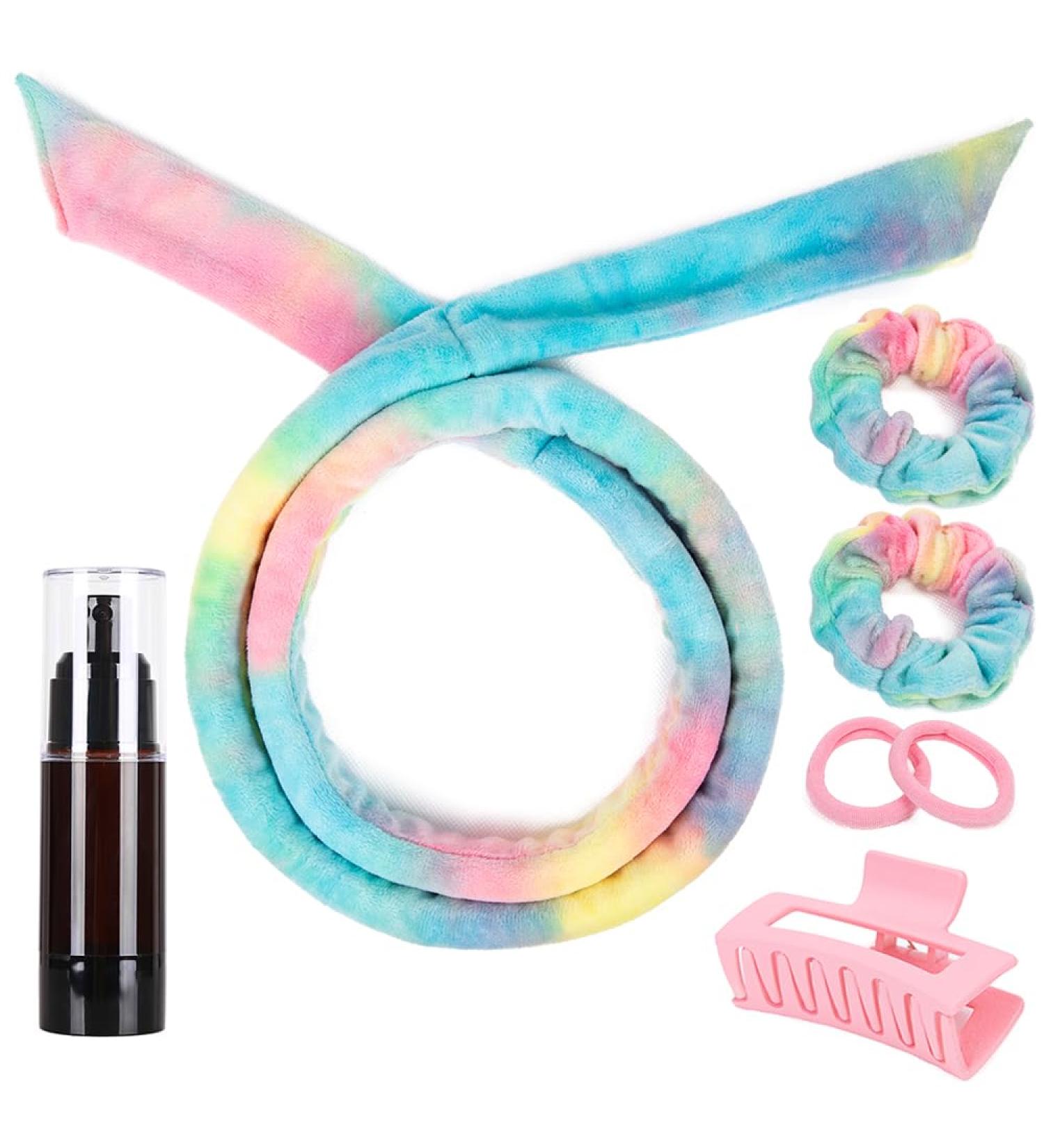 Heatless Curlers Headband 7 PCS Heatless Curls Set Soft Velour Heatless Hair Curler Hair Curlers No Heat for Short & Long Hair (Rainbow 7Pcs) - Buy Online on GoSupps.com