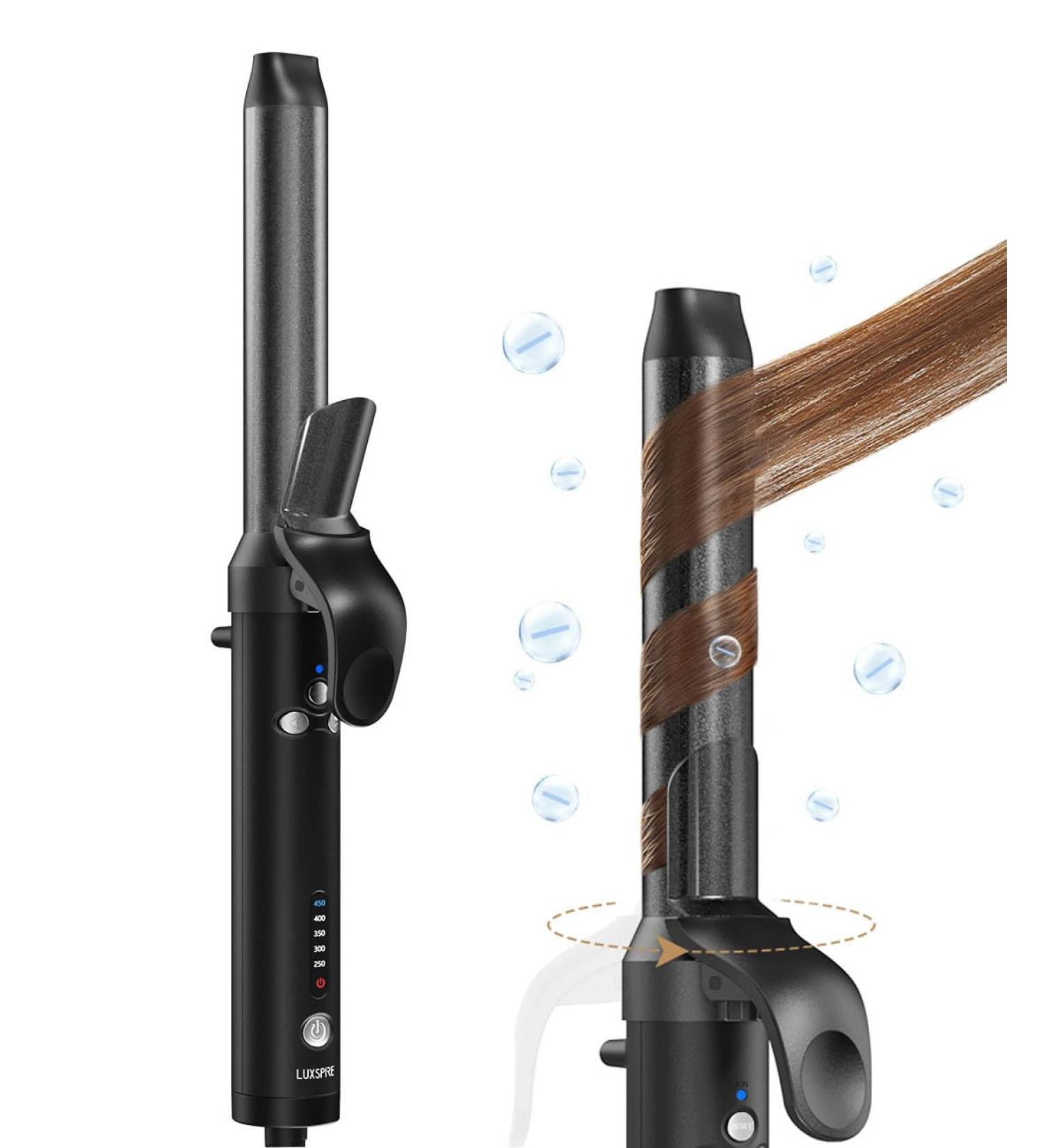 Rotating Curling Iron 1 Inch | Automatic Professional Curler for Beach Waves & Instant Heat | Ideal for Short & Long Hair - Black - Buy Online on GoSupps.com