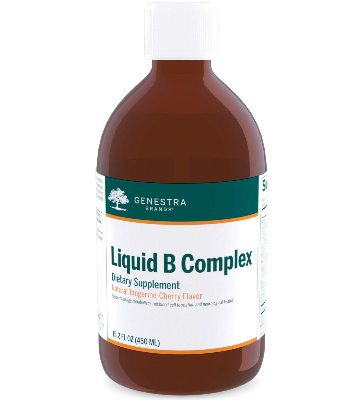 Genestra Brands Liquid B Complex | Energy Metabolism & Neurological Health | 15.2 fl. oz. Tangerine-Cherry Flavor - Buy Online on GoSupps.com