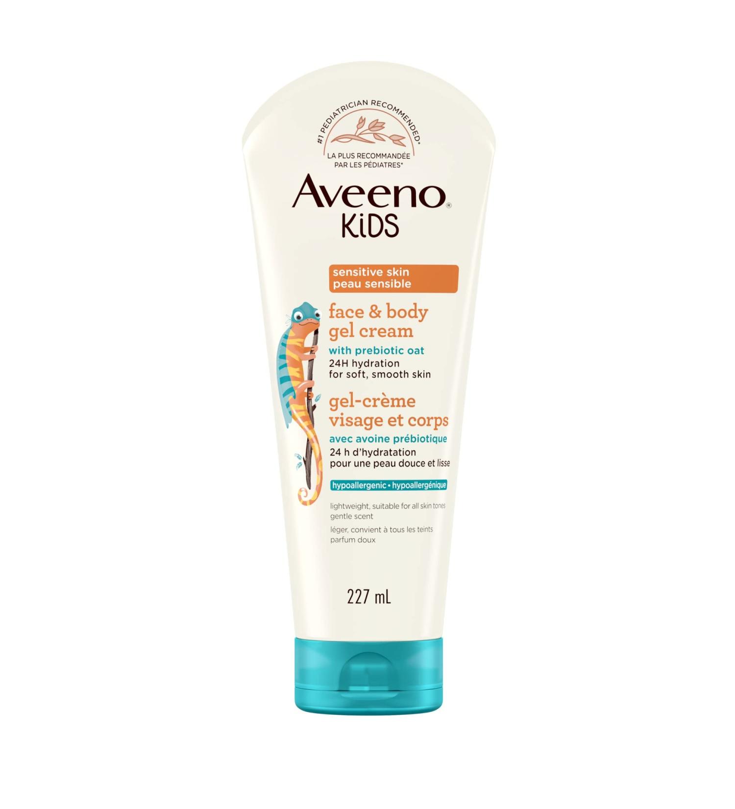 Aveeno Kids Face & Body Gel Cream Prebiotic Oat Moisturizer Hypoallergenic Lotion Sensitive Skin Body Cream 227 mL - Buy Online on GoSupps.com