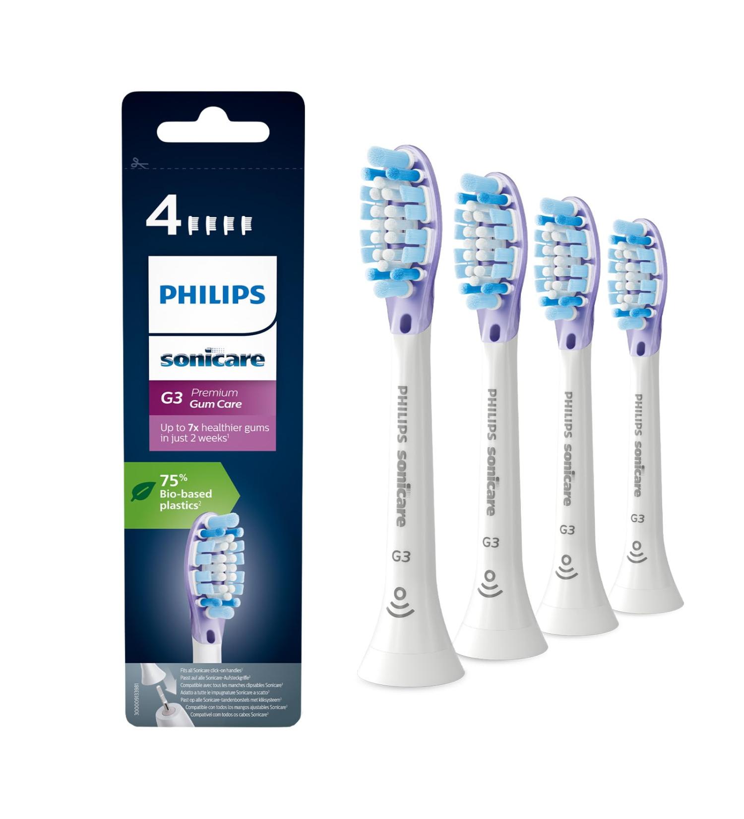 Philips Sonicare G3 Premium Gum Care Toothbrush Heads - 4-Pack HX9054/17 - Enhance Oral Health - Buy Online on GoSupps.com