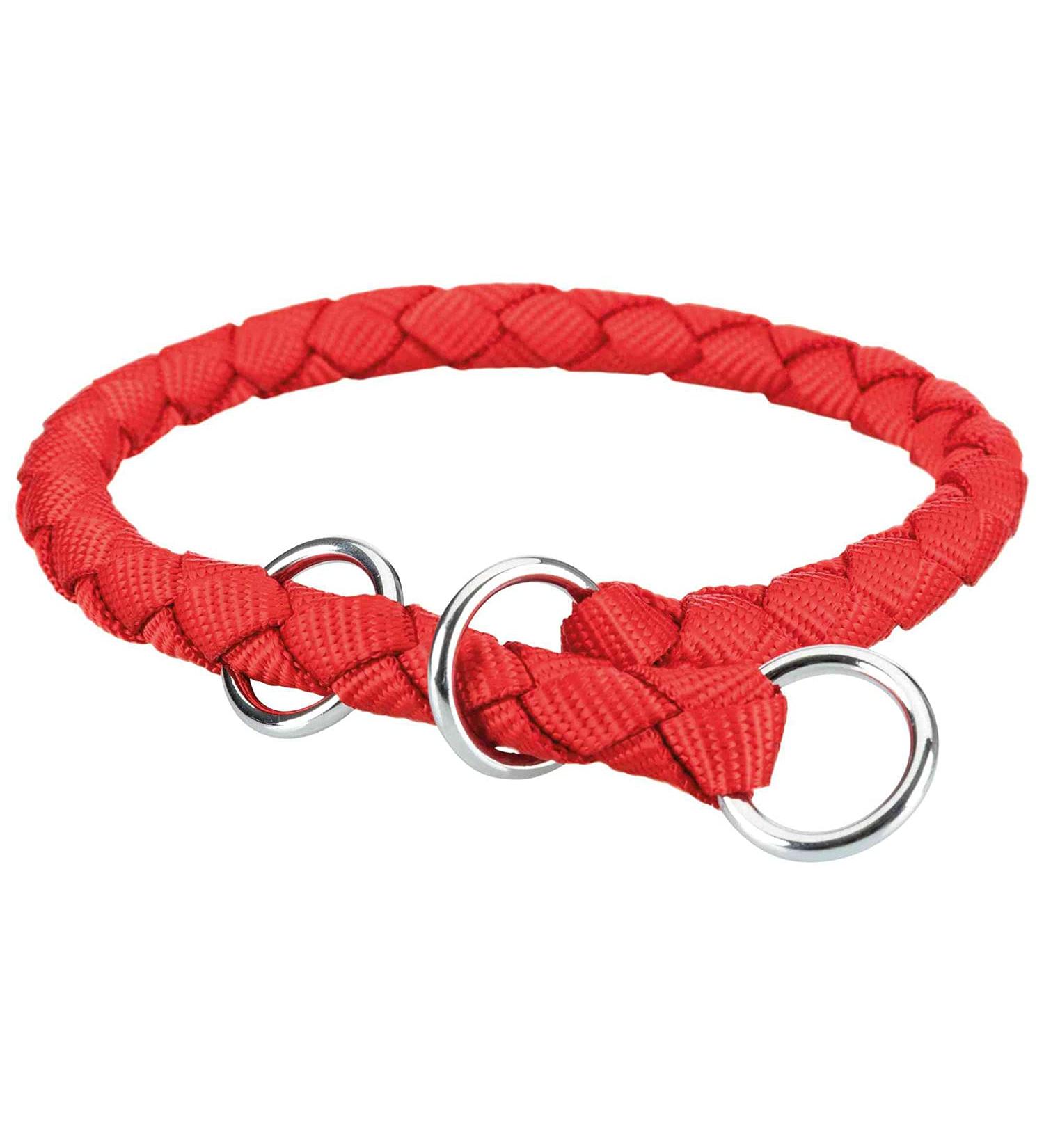 Trixie cavo pull -stop collar size M - l: neck circumference 43 51 cm/ 18 mm in red - dog collar made of belt band for medium -sized to large dogs round braided 143903 red M -L: 43 - 51 cm