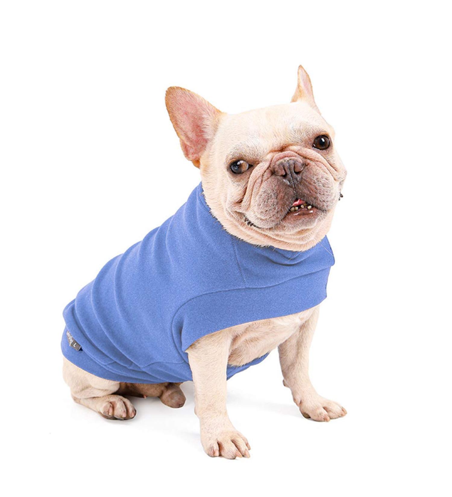 Soft Fleece Small Dog Jumper Vest | Winter Warmth | Pet Apparel for Sphynx Cat, Chihuahua, Bulldogs | Sky Blue - Size M - Buy Online on GoSupps.com
