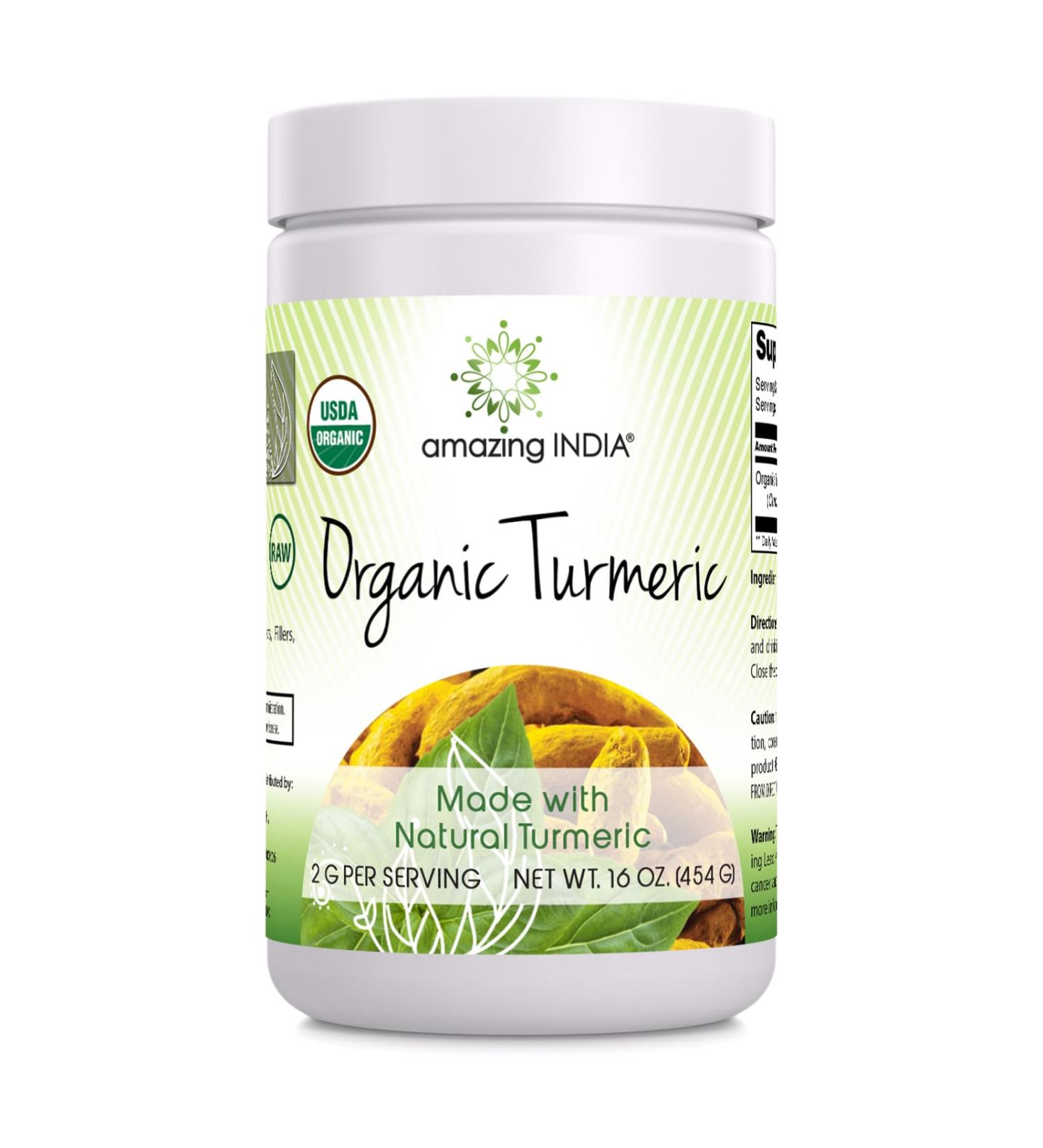 Amazing India USDA Certified Organic Turmeric Powder 16 Oz (1 Lb) Supplement | Non-GMO | Gluten Free | Made in USA - Buy Online on GoSupps.com