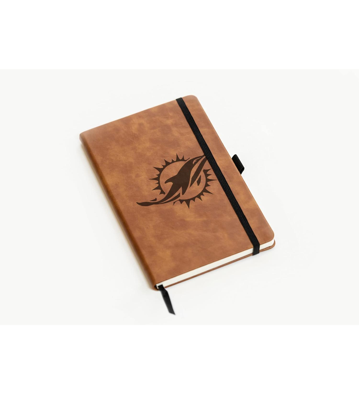 Rico Industries NFL Miami Dolphins Brown Laser Engraved Small Notepad Jounral/Notepad 8.25" x 5.25"- Office Accessory - Buy Online on GoSupps.com