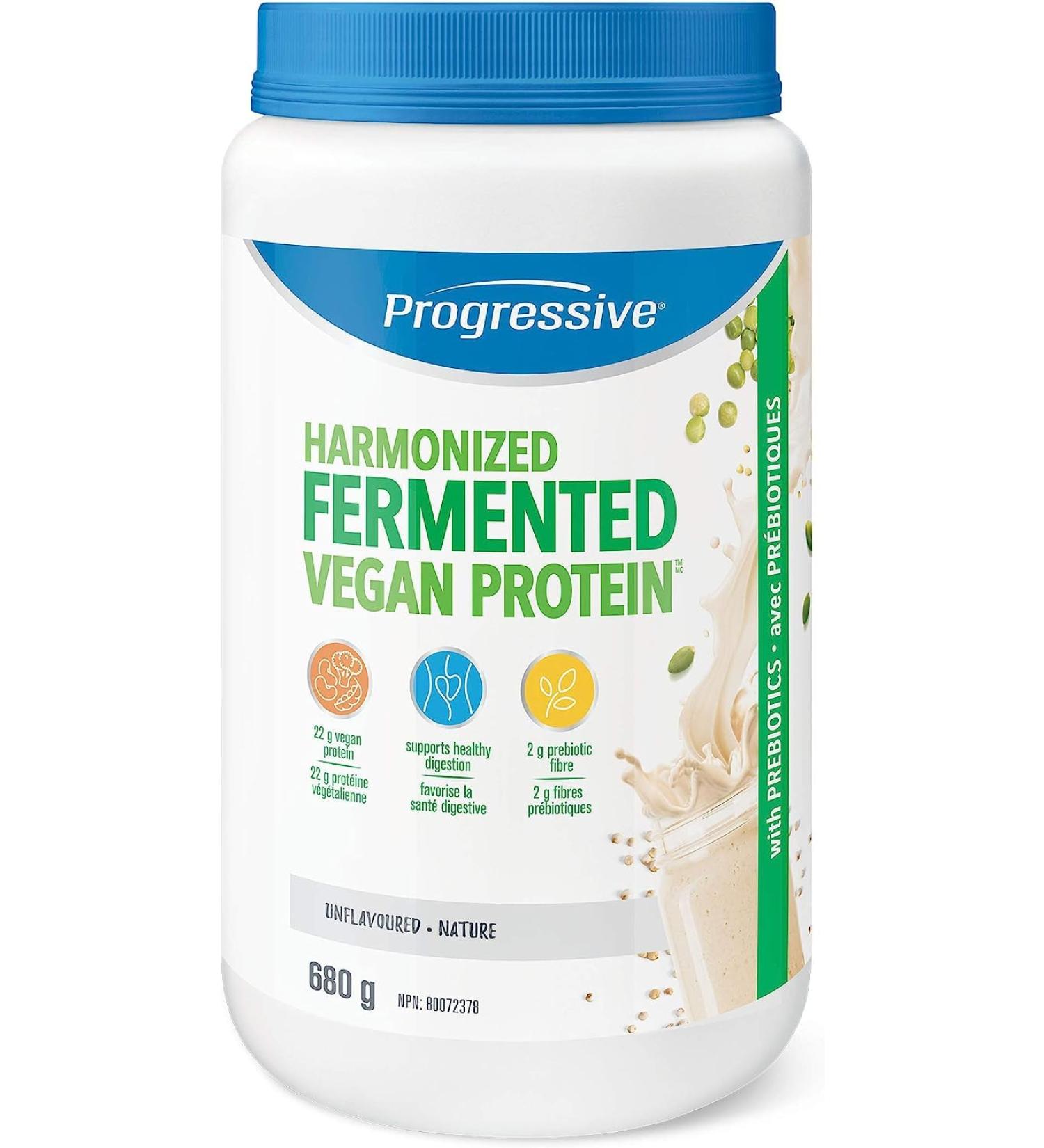 Progressive Harmonized Fermented Vegan Protein Powder Easy Digestion 23g Plant-Based Non-GMO Protein 680g Unflavoured