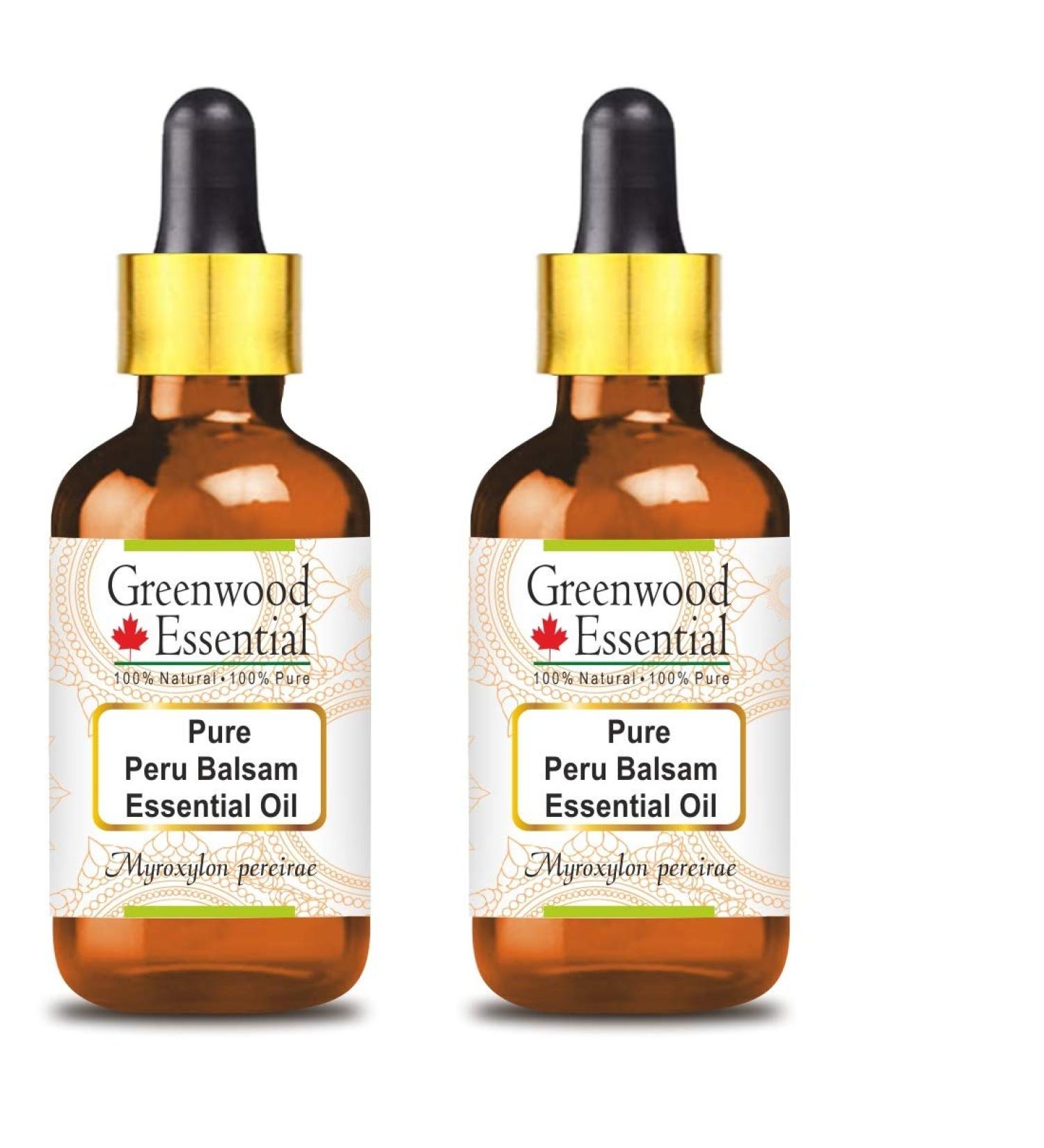 Greenwood Essential Pure Peru Balsam Essential Oil 100ml x 2 (6.76 oz) - Steam Distilled with Glass Dropper (Pack of 2) - Buy Online on GoSupps.com